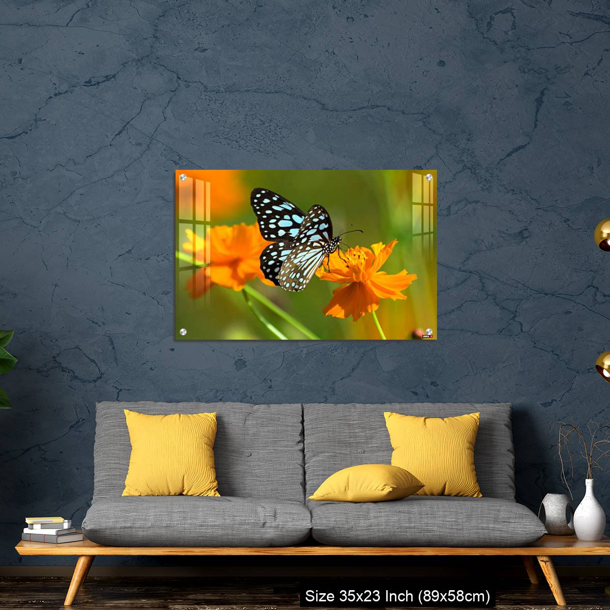 OMGs Acrylic Wall Decor – Blue tiger butterfly or Tirumala limniace on an orange flower - Image 14