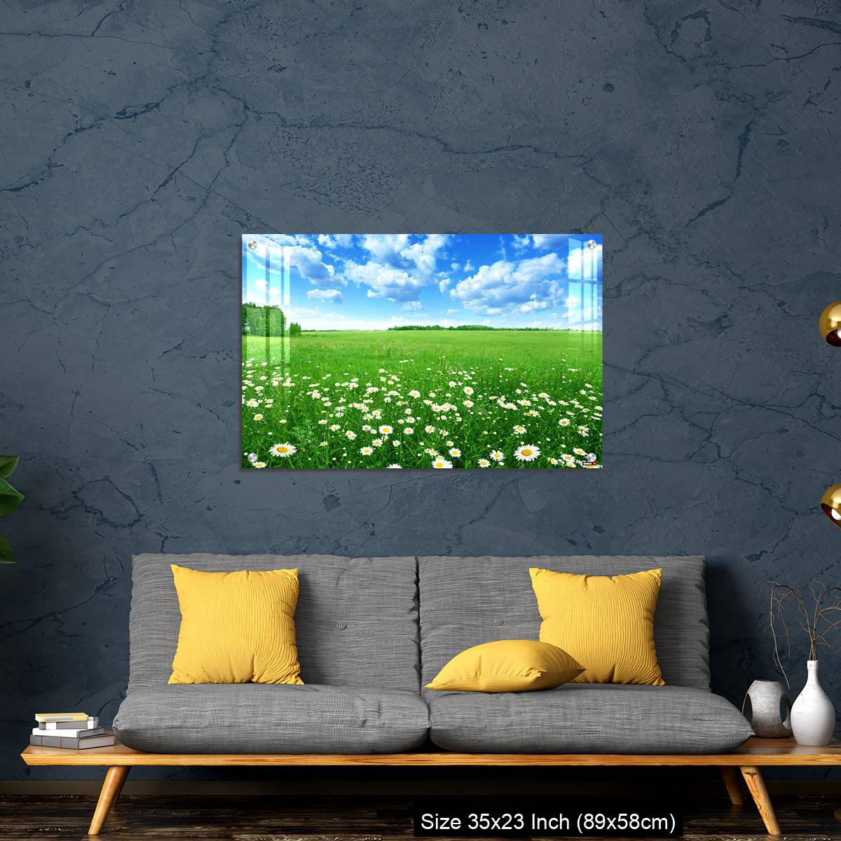 OMGs Acrylic Wall Decor – Field with white daisies under blue sky. - Image 14