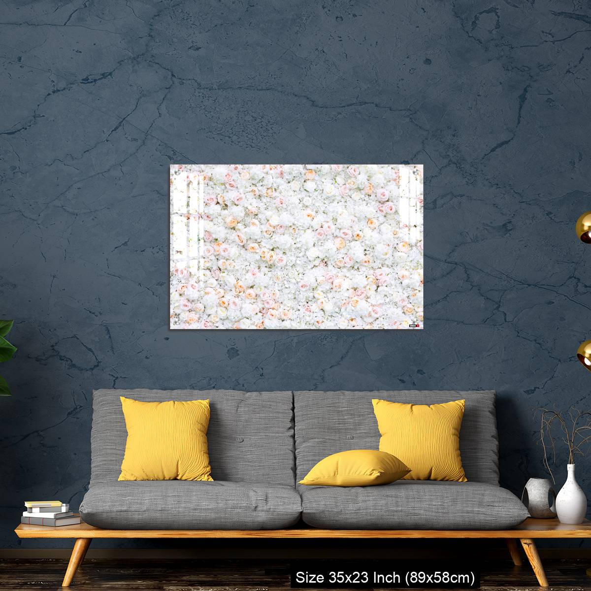 OMGs Acrylic Wall Decor – Flowers wall background with white and light orange roses. - Image 14