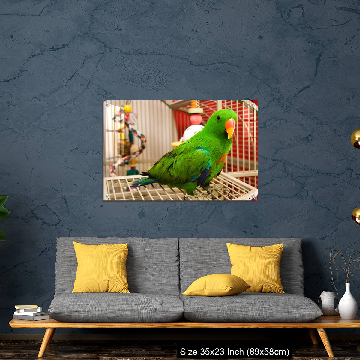 OMGs Acrylic Wall Decor – Green parrot perched on the open door of its cage - Image 14