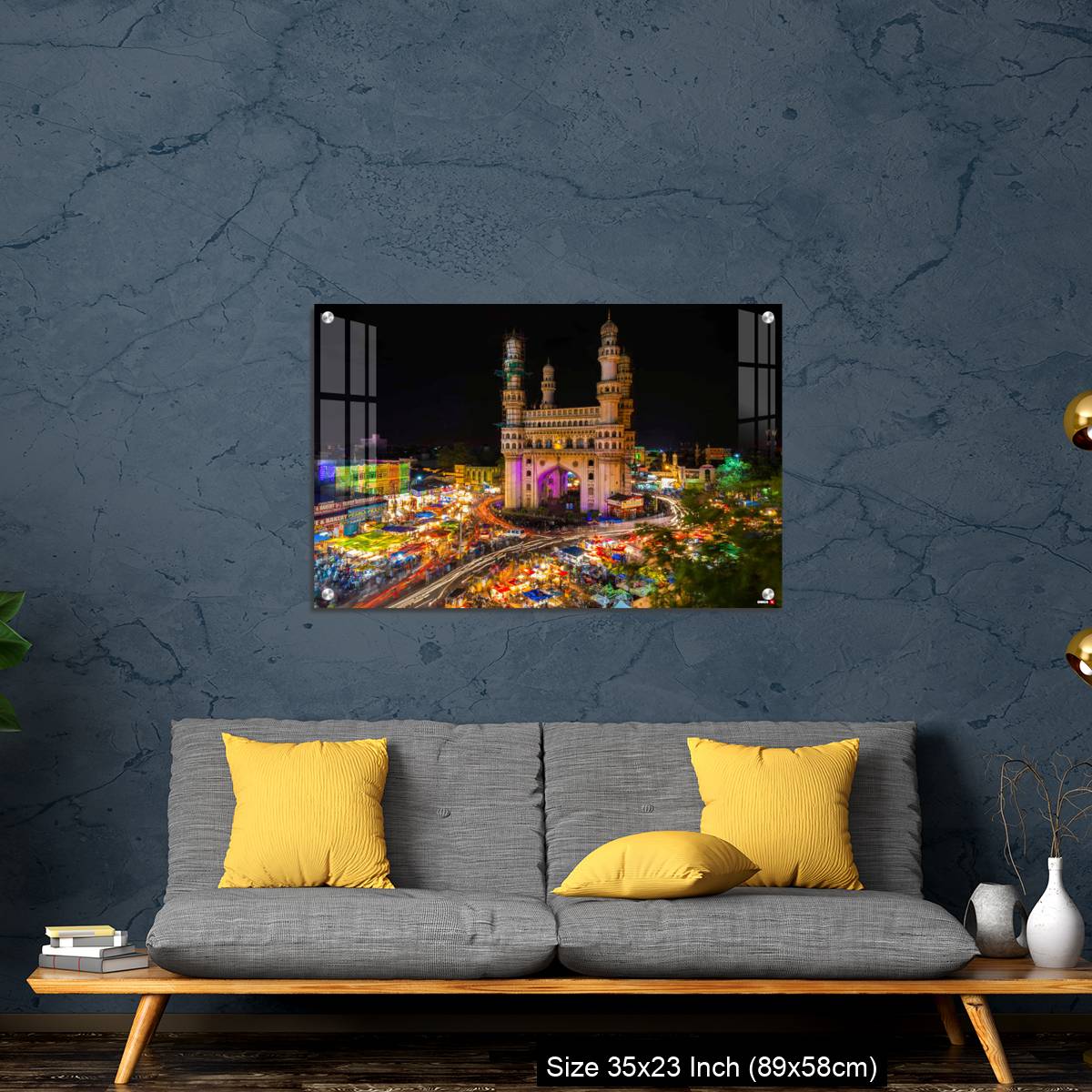 OMGs Acrylic Wall Decor – High Wide Angle View of Charminar in the Night - Image 14