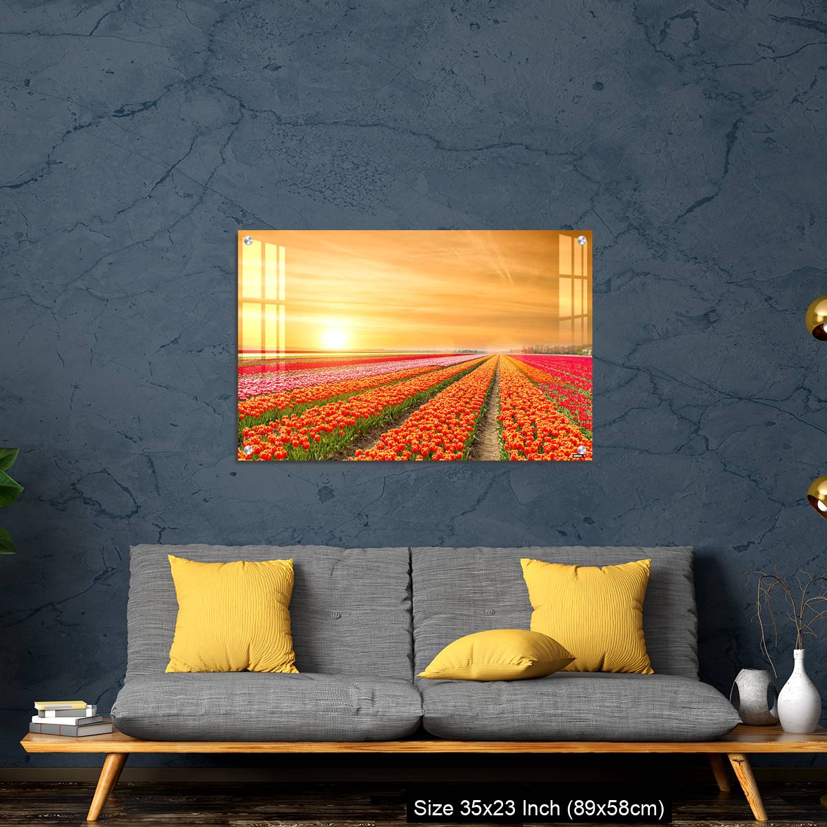 OMGs Acrylic Wall Decor – Landscape of Netherlands tulips with sunlight in Netherlands. - Image 14
