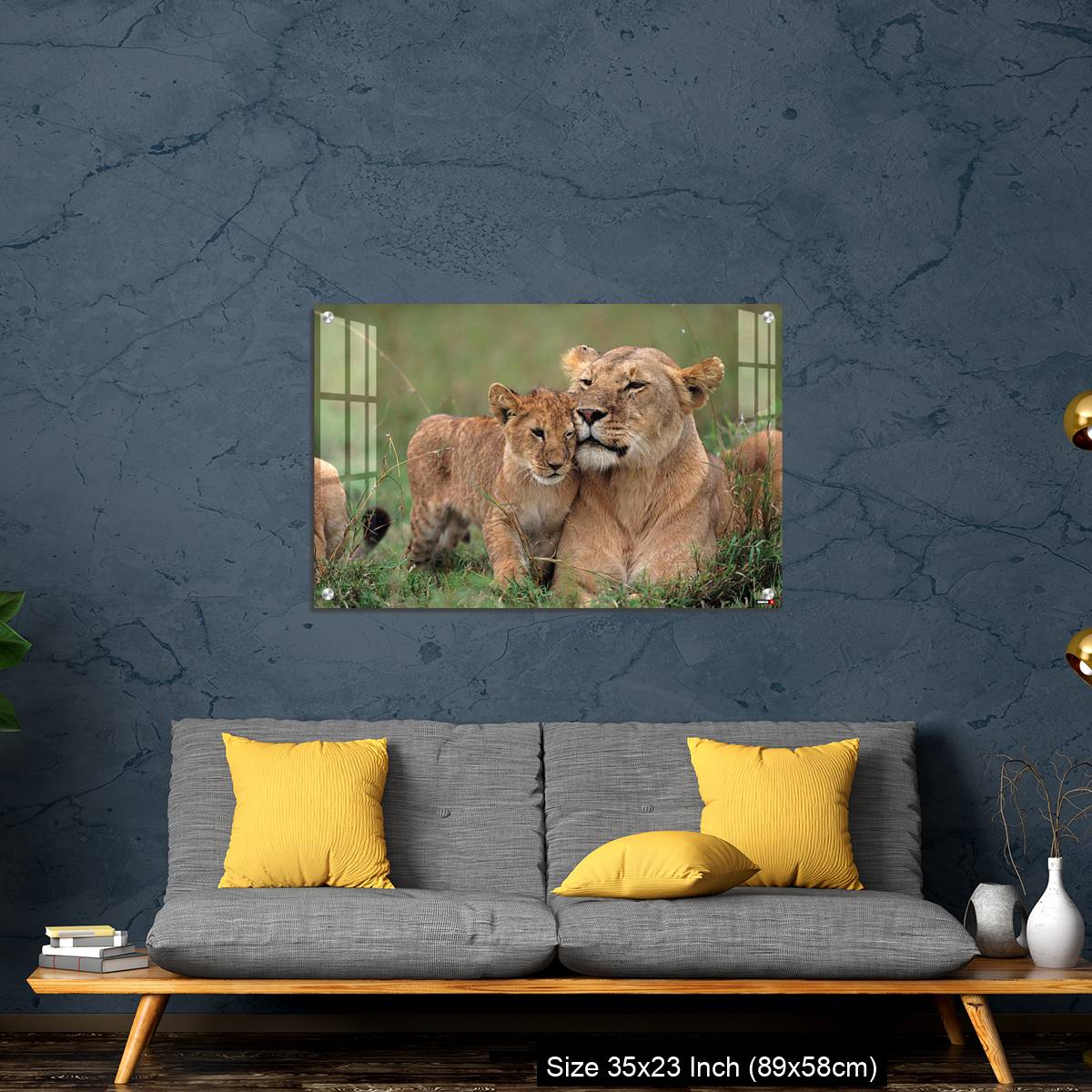 OMGs Acrylic Wall Decor – Lioness (Panthera leo) with cubs lying on grass, Kenya - Image 14