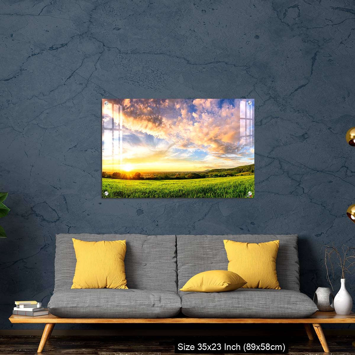 OMGs Acrylic Wall Decor – Panorama of colourful sunset on a green meadow - Image 14