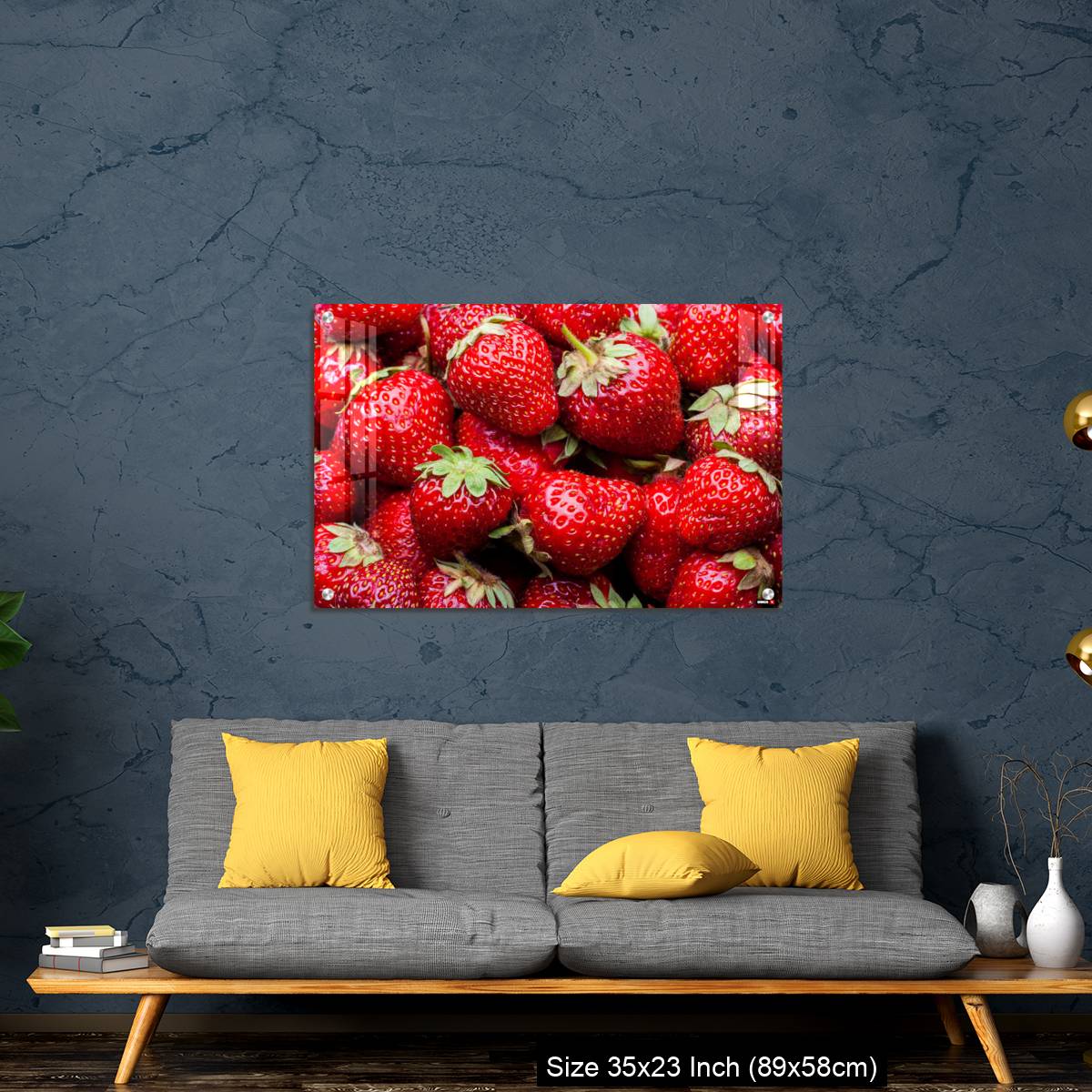 OMGs Acrylic Wall Decor – Ripe organic strawberries full frame background - Image 14