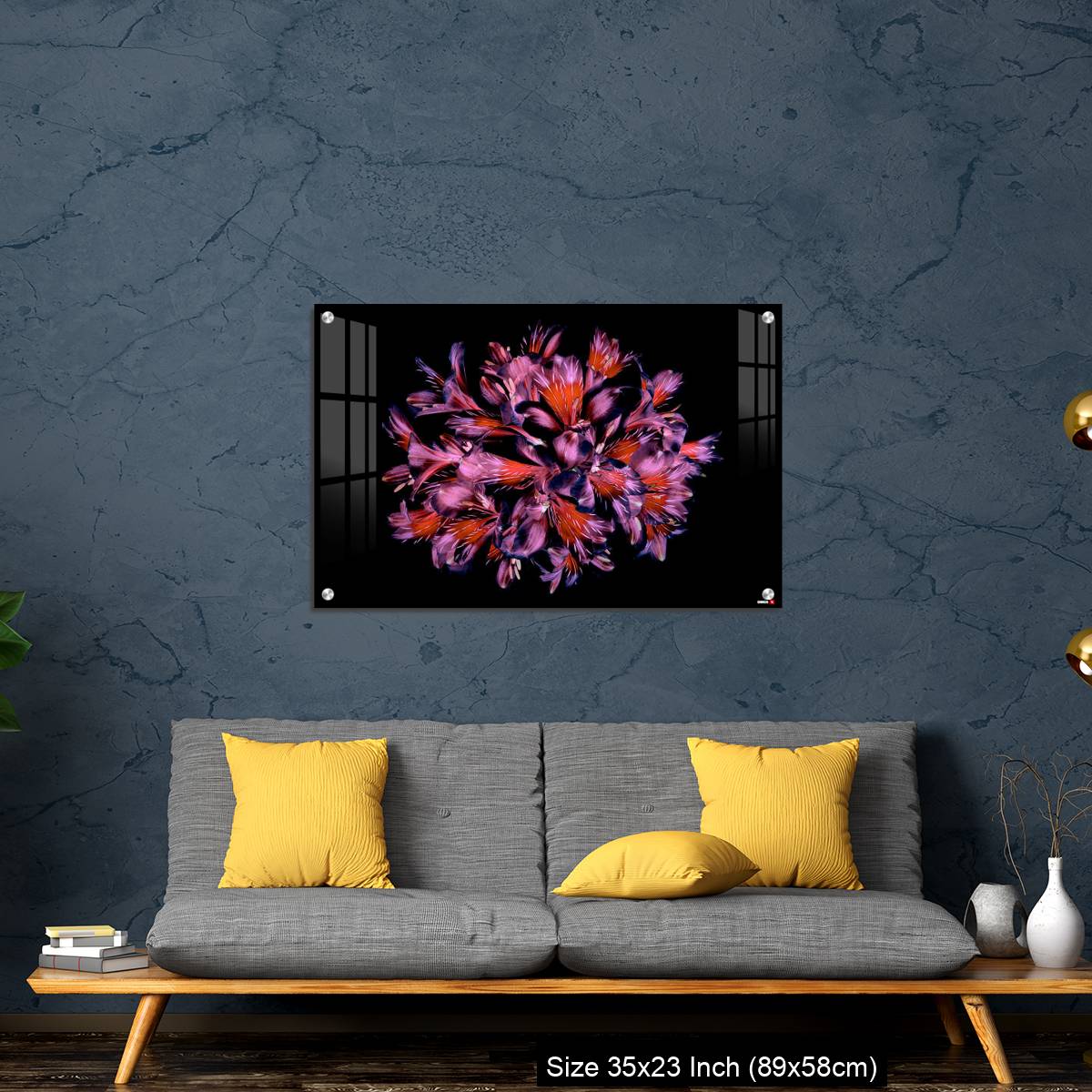 OMGs Acrylic Wall Decor – Vibrant coloured floral abstract design using Peruvian lilies with black background - Image 14