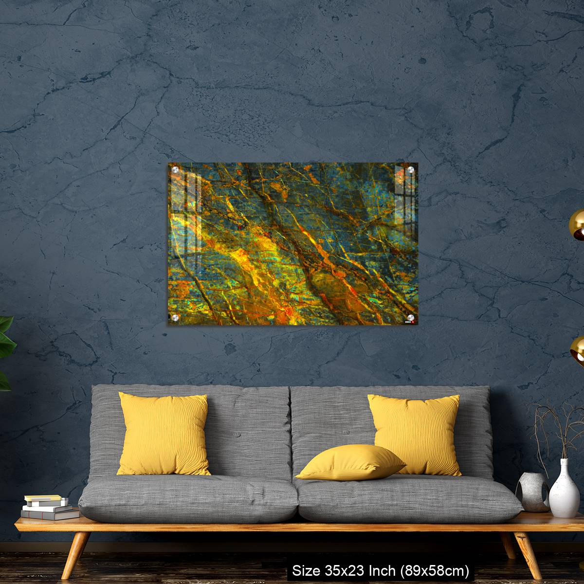 OMGs Acrylic Wall Decor – Yellow orange blue abstract grunge background - Image 14
