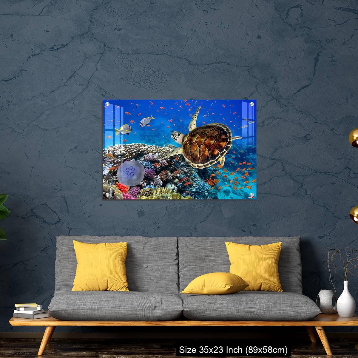 OMGs Acrylic Wall Decor – colorful coral reef with many fishes and sea turtle - Image 14