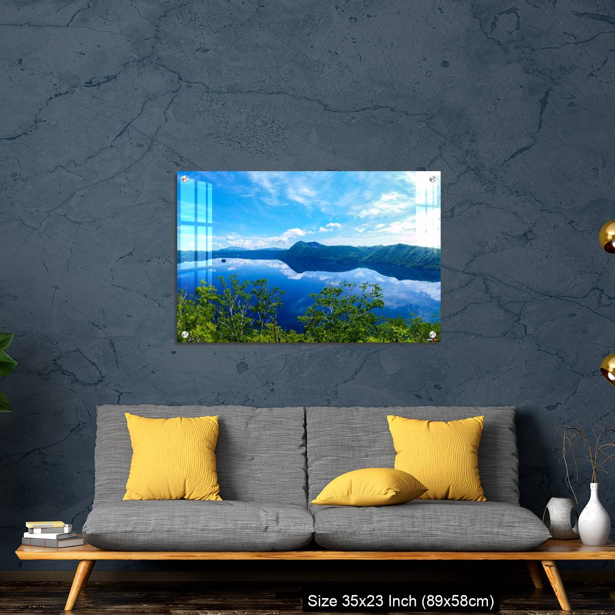 OMGs Acrylic Wall Decor – panoramic view of a lake reflecting sky. Lake Mashu,Akan National Park,Japan. - Image 14