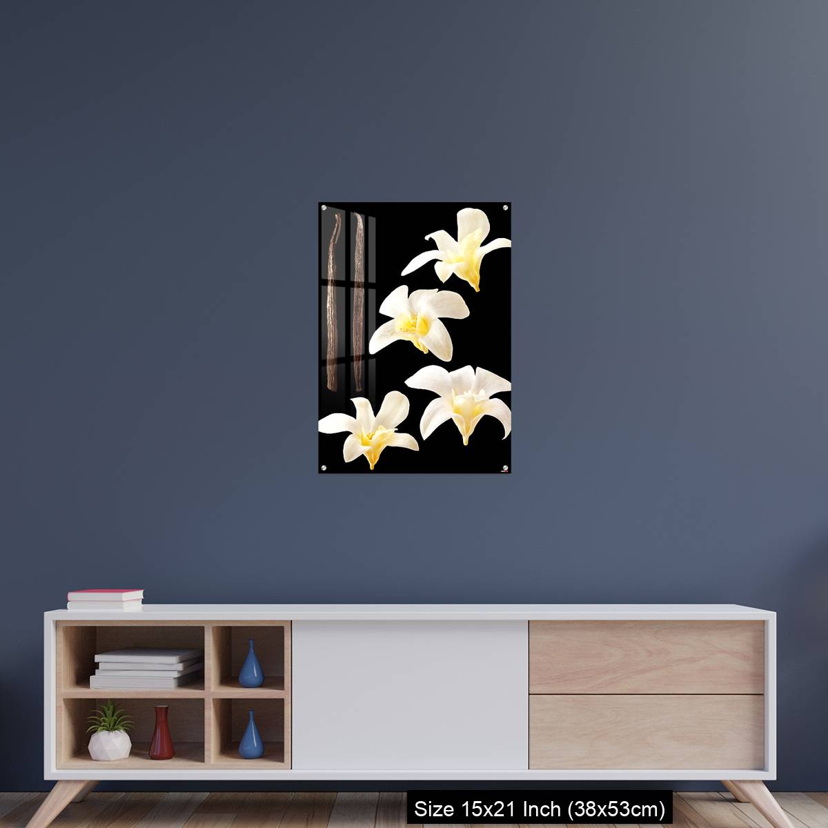 OMGs Acrylic Wall Decor – Vanilla flowers and stick isolated on black background - Image 15