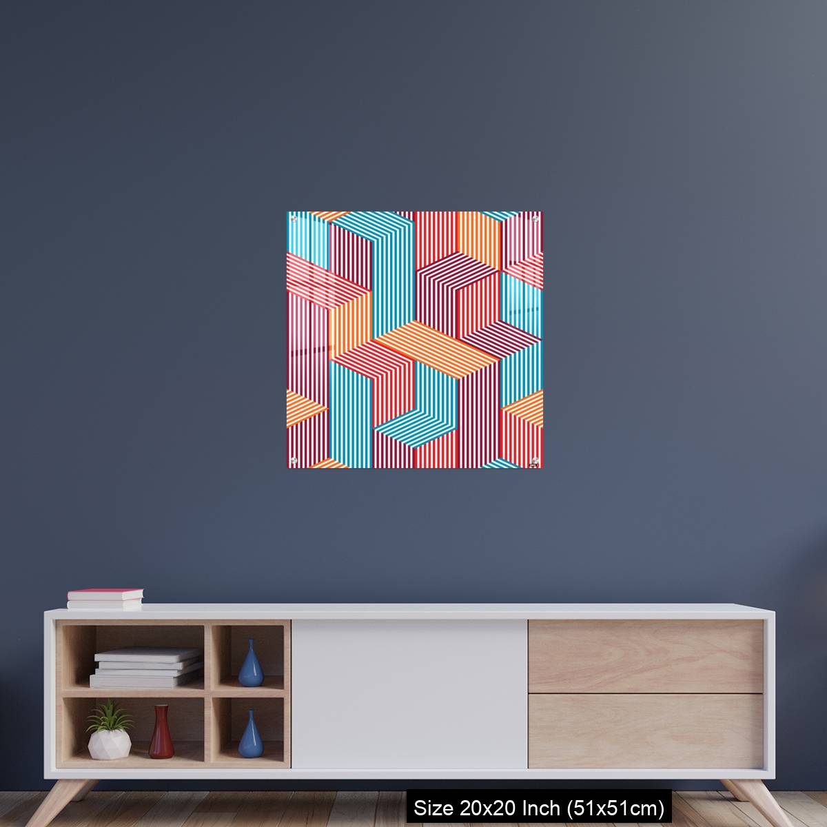 OMGs Acrylic Wall Decor – 3D dimensional lined cubes seamless pattern, geometric endless texture with lines and boxes - Image 15