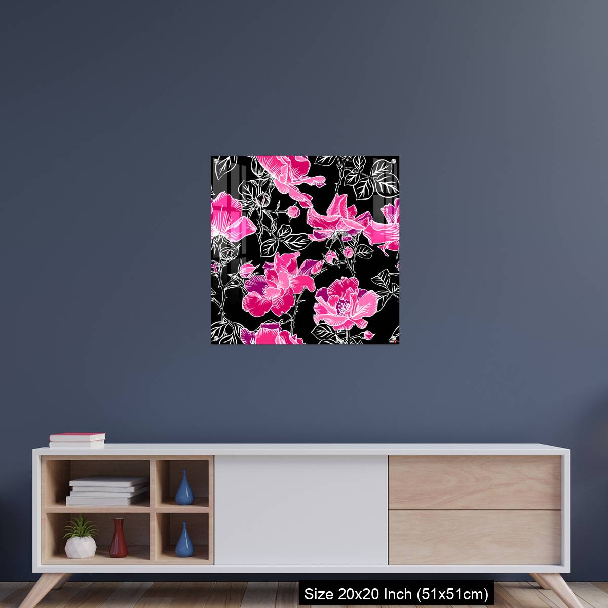 OMGs Acrylic Wall Decor – Seamless pattern with blossom red large roses petals buds and leaves. - Image 15