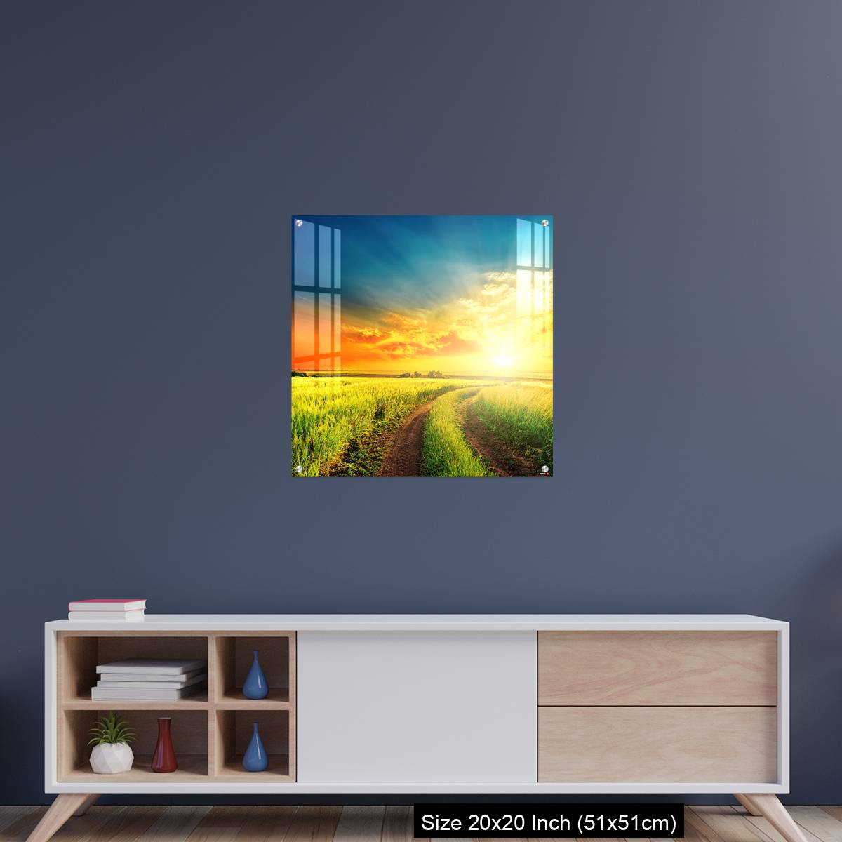 OMGs Acrylic Wall Decor – good sunset and road in green fields - Image 15
