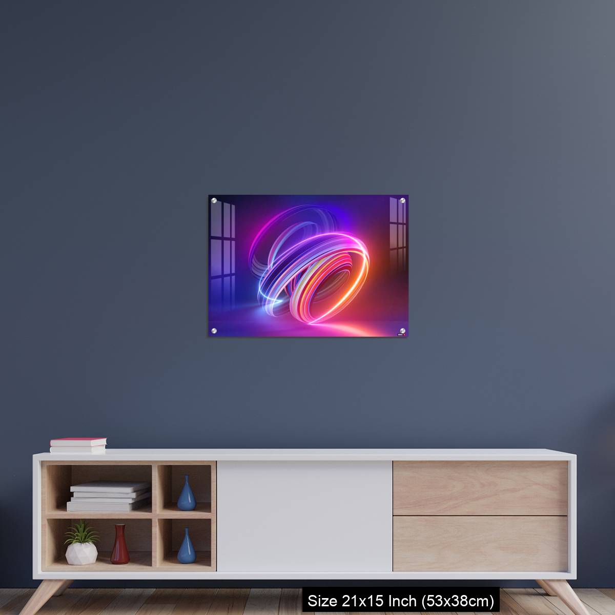 OMGs Acrylic Wall Decor – Colorful background with abstract shape glowing in ultraviolet spectrum, curvy neon lines - Image 15