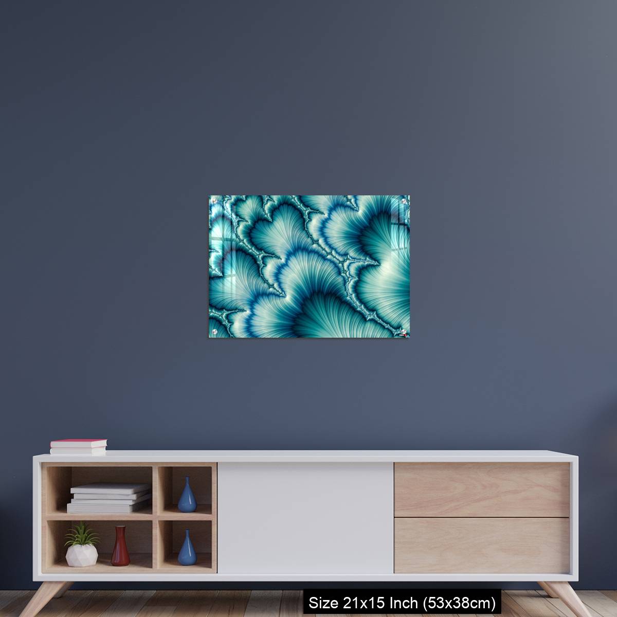 OMGs Acrylic Wall Decor – Aqua and Green psychedelic fractal background like floral petal - Image 15