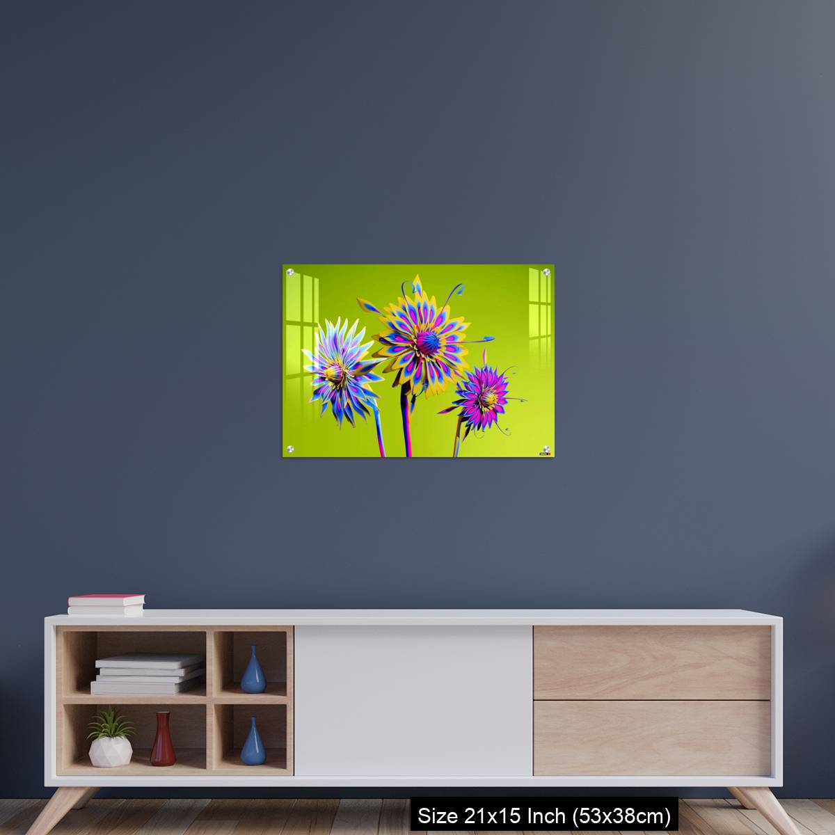 OMGs Acrylic Wall Decor – Artificial Multicolor CGI Abstract flowers_stock photo - Image 15