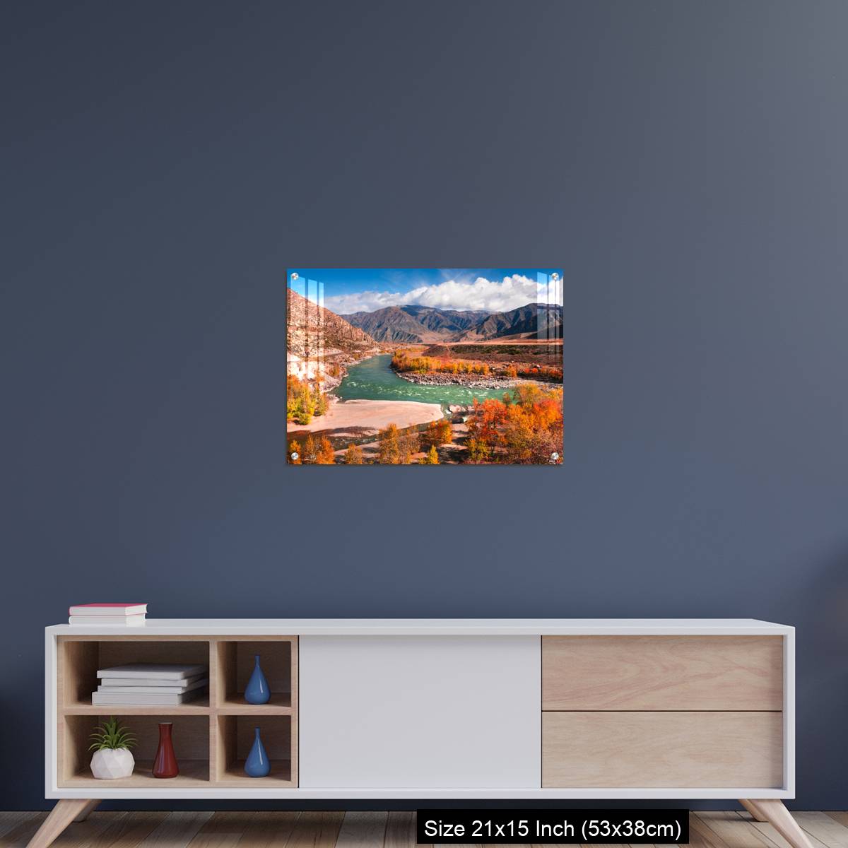 OMGs Acrylic Wall Decor – Autumn landscape of Katun river and mountains with yellow trees in Altai, Siberia, Russia. - Image 15
