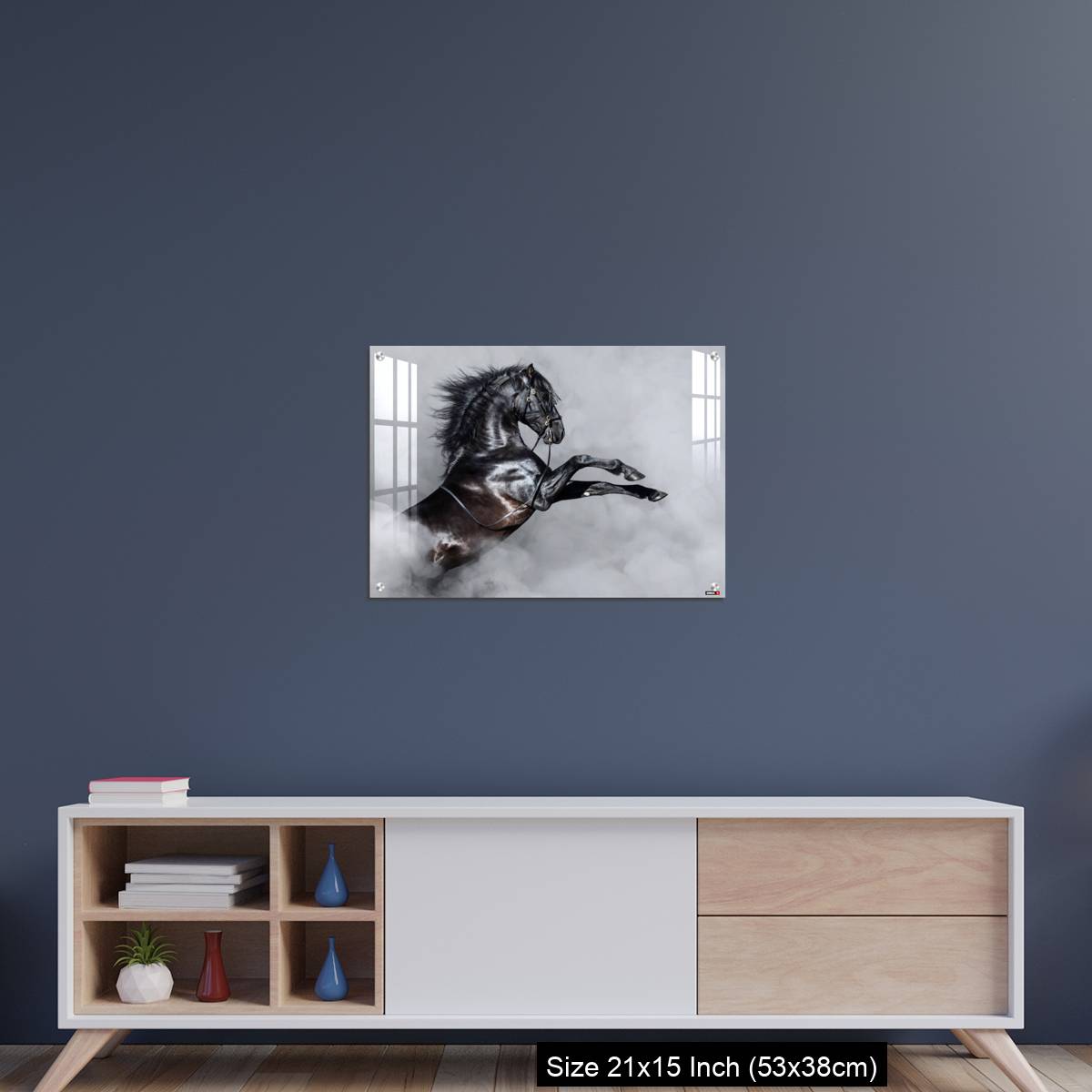 OMGs Acrylic Wall Decor – Black Andalusian horse rearing in smoke. - Image 15