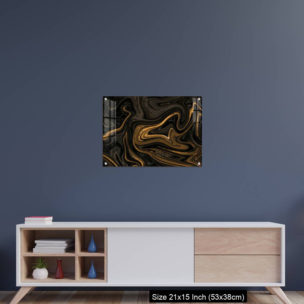 OMGs Acrylic Wall Decor – Black Golden Liquied Pattern Background With Design For Wall, Floor - Image 15