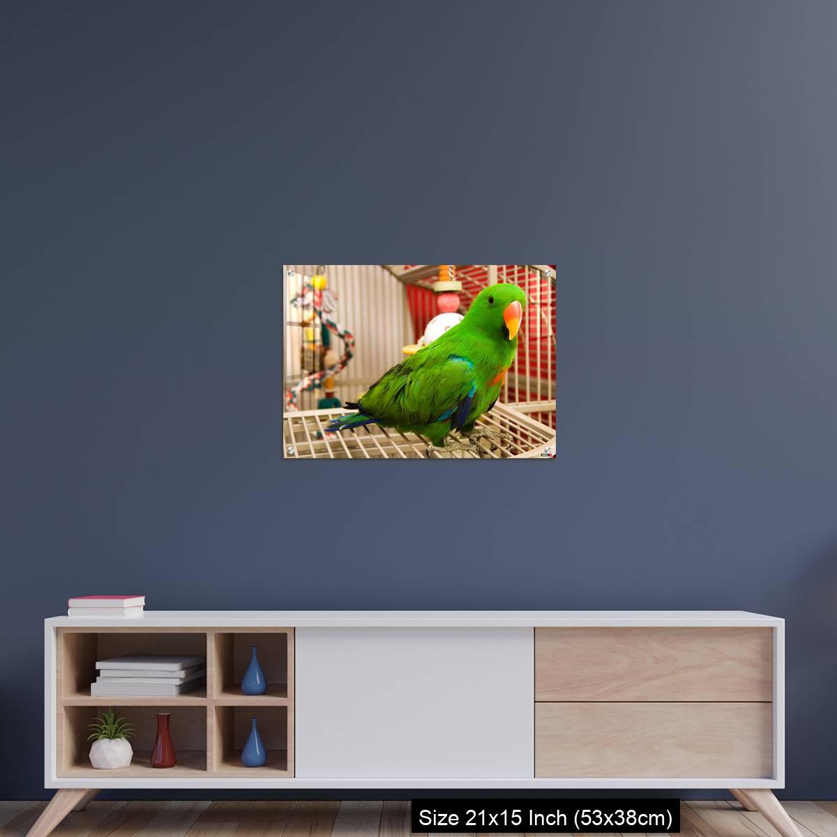 OMGs Acrylic Wall Decor – Green parrot perched on the open door of its cage - Image 15