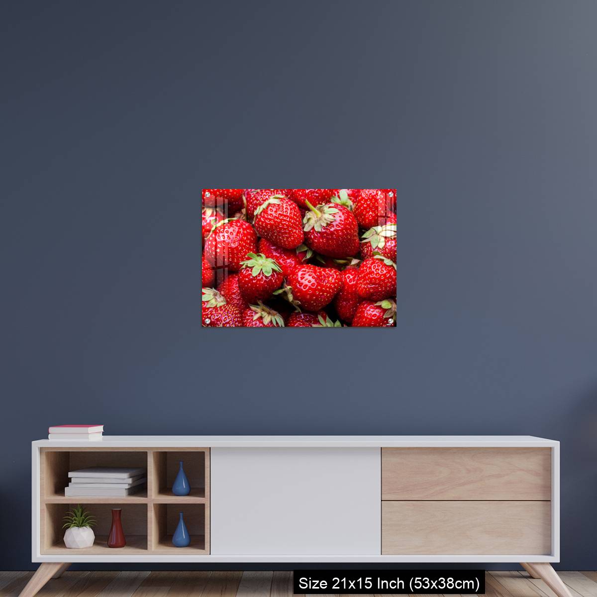 OMGs Acrylic Wall Decor – Ripe organic strawberries full frame background - Image 15
