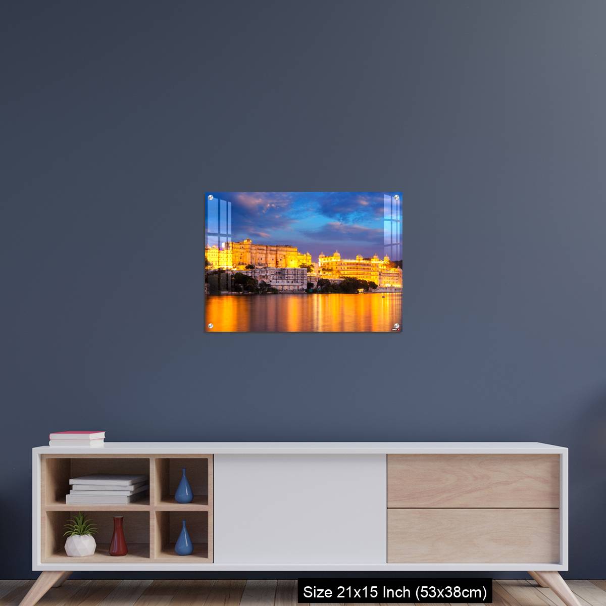 OMGs Acrylic Wall Decor – Udaipur City Palace in the evening view. Udaipur, India - Image 15