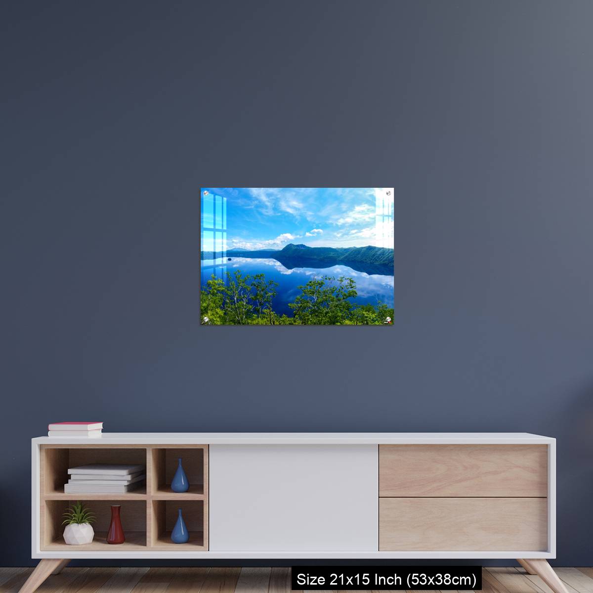 OMGs Acrylic Wall Decor – panoramic view of a lake reflecting sky. Lake Mashu,Akan National Park,Japan. - Image 15
