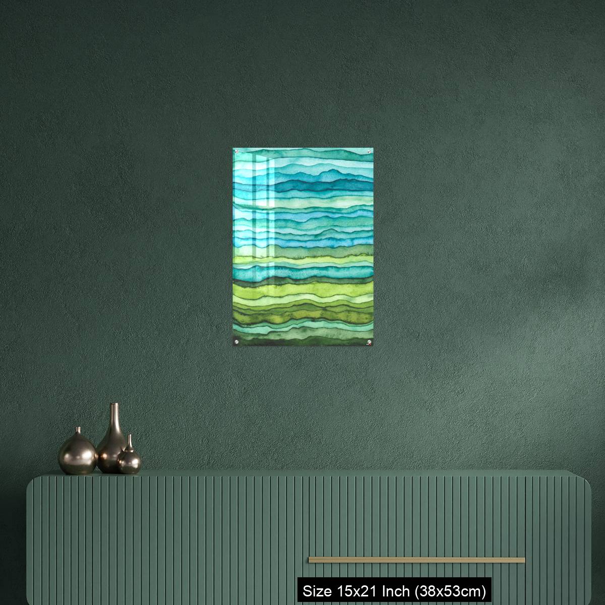 OMGs Acrylic Wall Decor – Blue and Green Waves. Hand Drawn Watercolor Background - Image 16