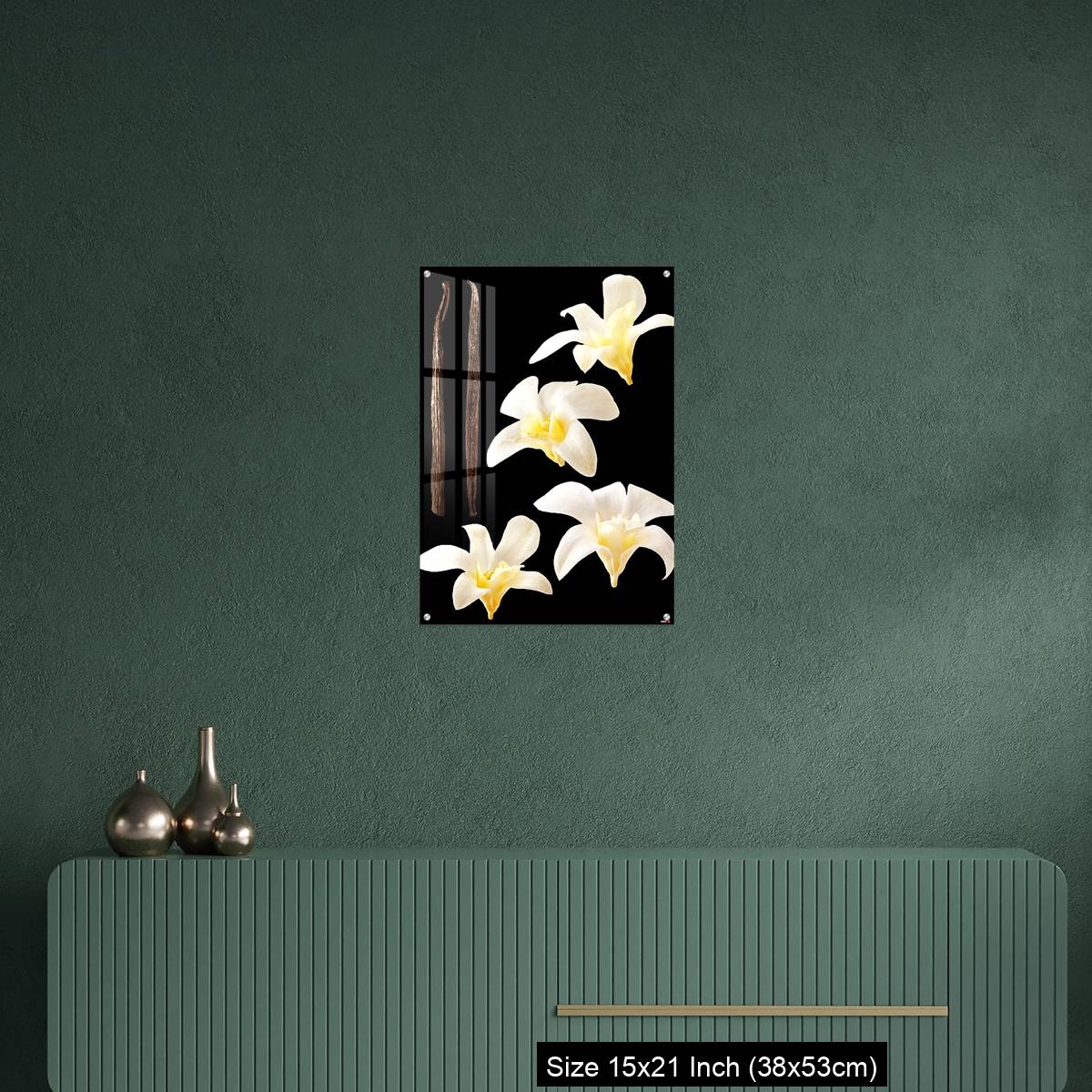OMGs Acrylic Wall Decor – Vanilla flowers and stick isolated on black background - Image 16
