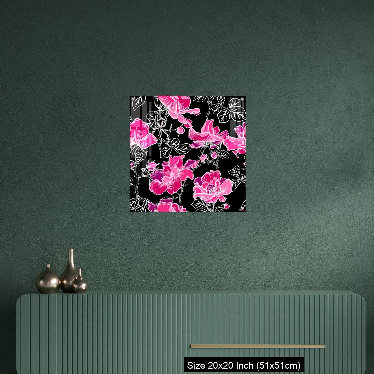 OMGs Acrylic Wall Decor – Seamless pattern with blossom red large roses petals buds and leaves. - Image 16