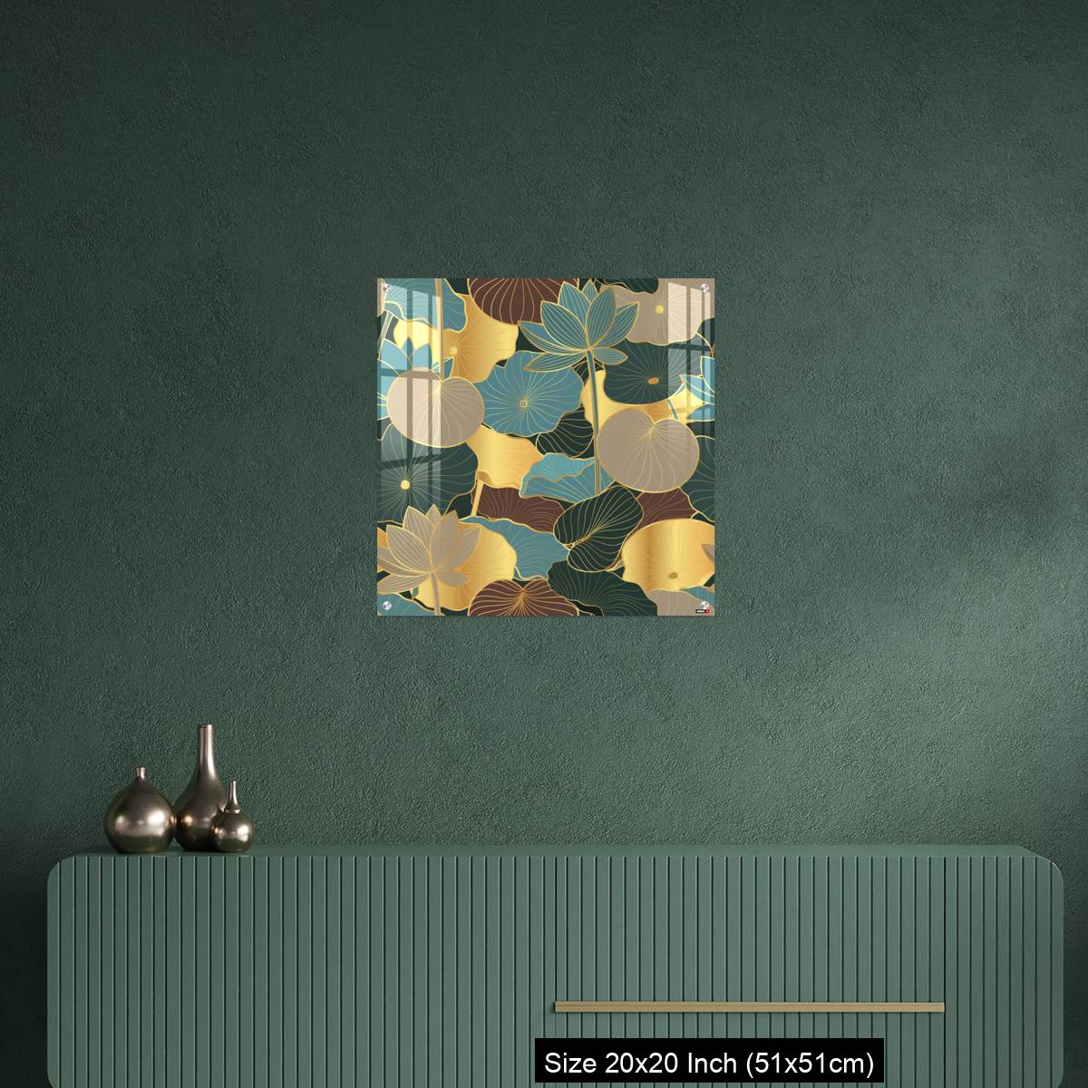 OMGs Acrylic Wall Decor – Seamless vector pattern with golden lotus leaves and flowers. - Image 16