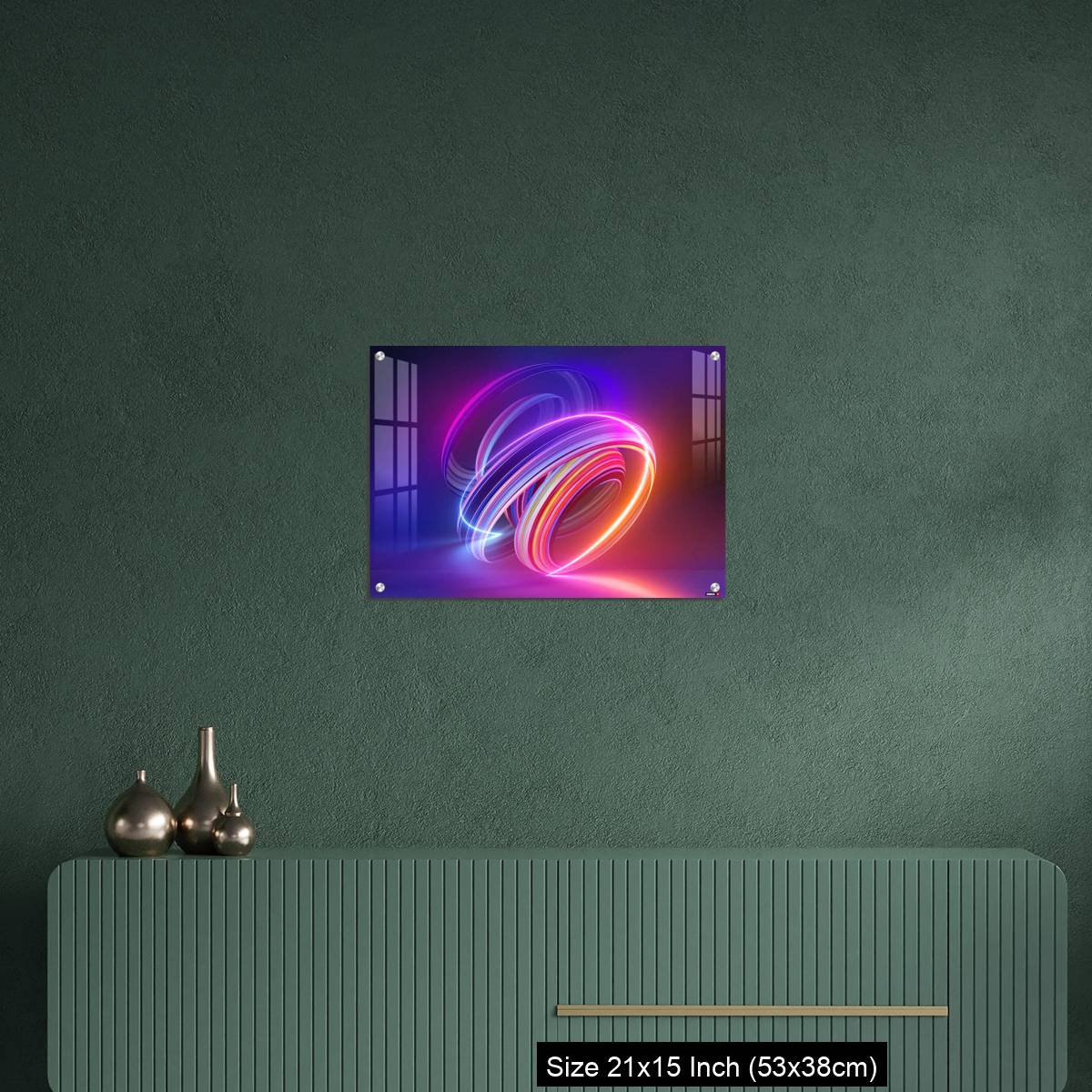 OMGs Acrylic Wall Decor – Colorful background with abstract shape glowing in ultraviolet spectrum, curvy neon lines - Image 16