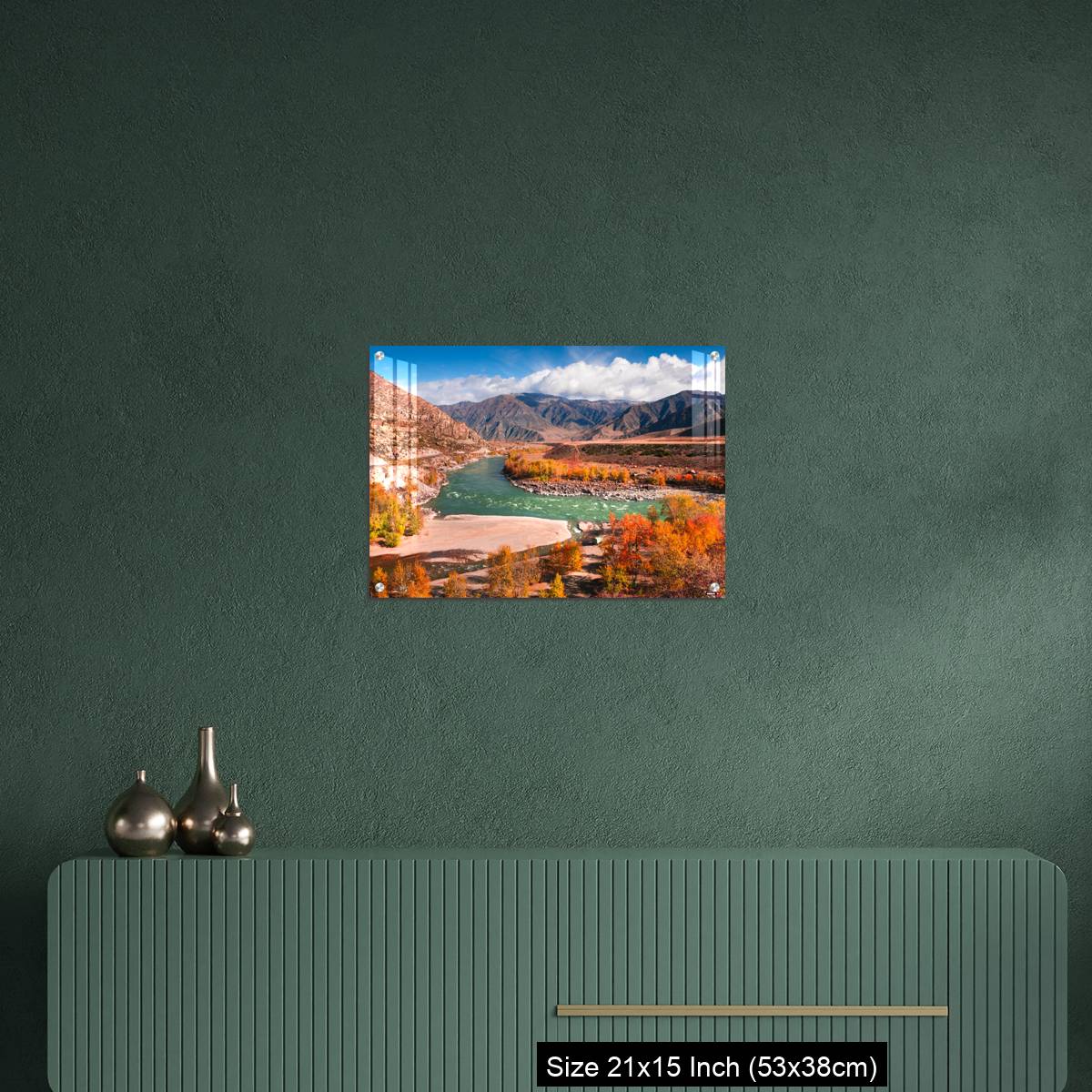 OMGs Acrylic Wall Decor – Autumn landscape of Katun river and mountains with yellow trees in Altai, Siberia, Russia. - Image 16