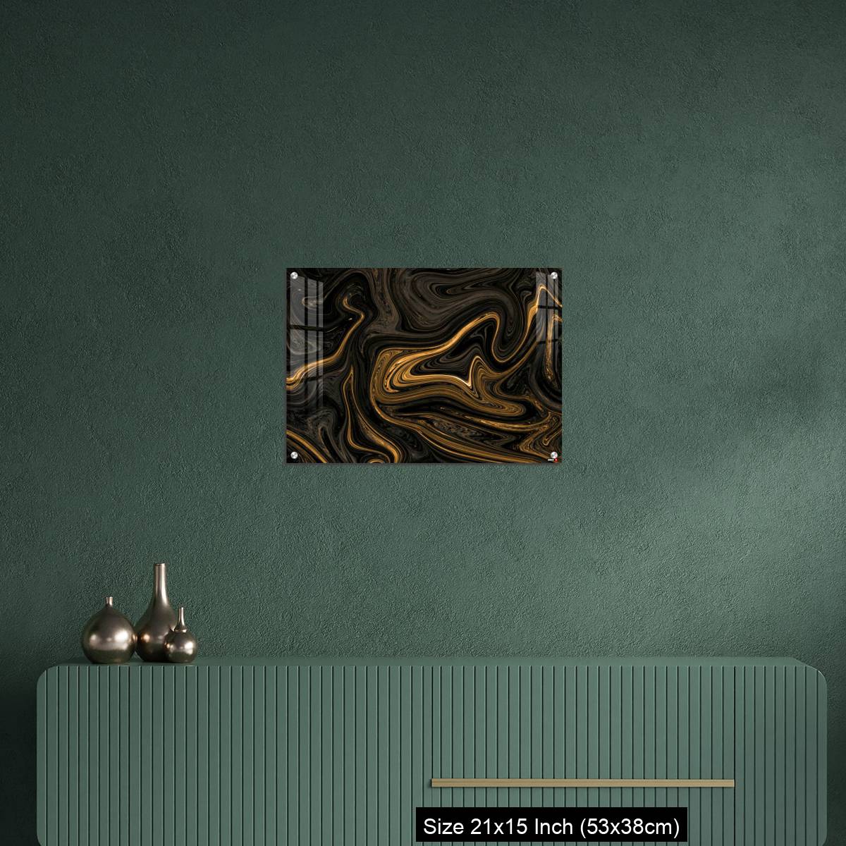 OMGs Acrylic Wall Decor – Black Golden Liquied Pattern Background With Design For Wall, Floor - Image 16