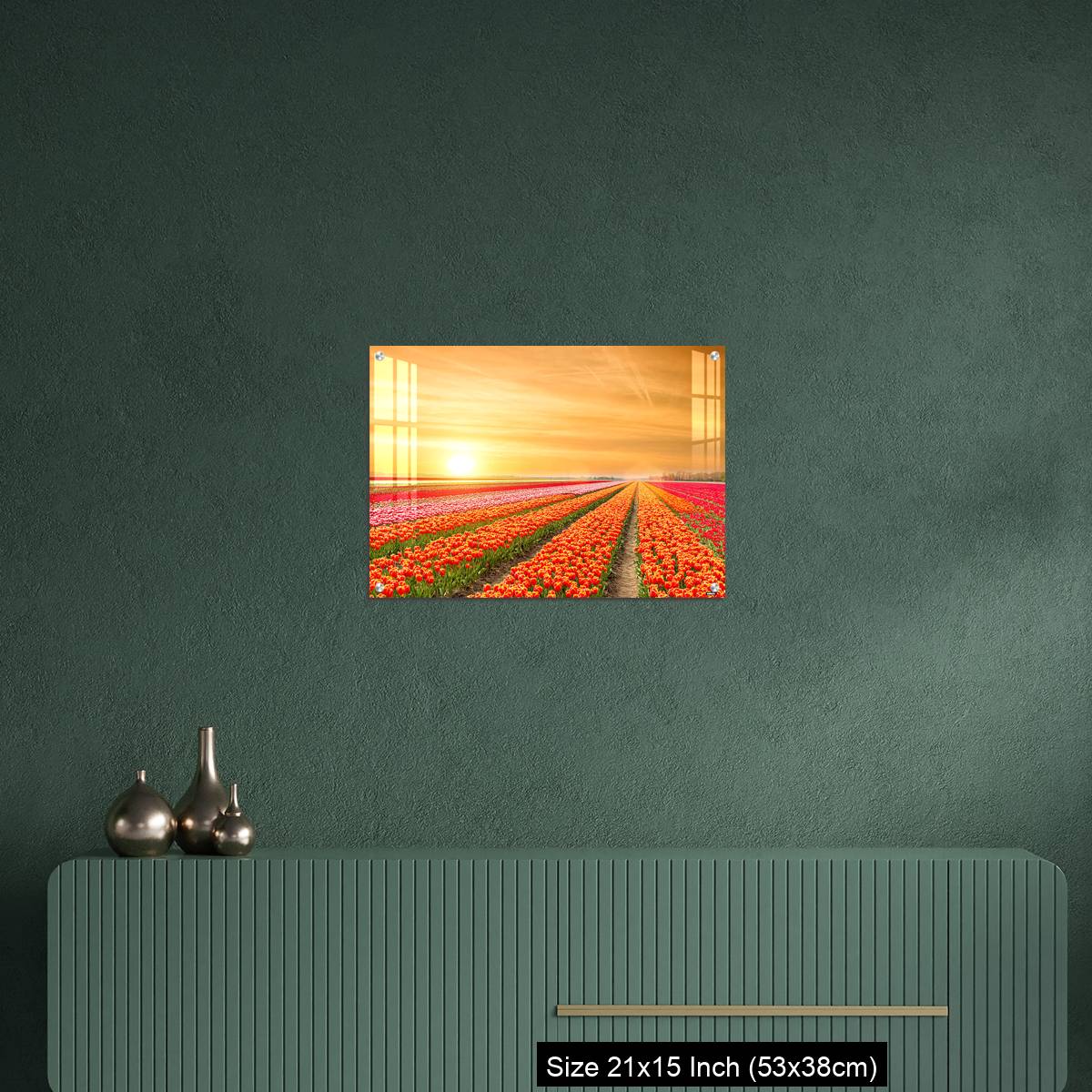 OMGs Acrylic Wall Decor – Landscape of Netherlands tulips with sunlight in Netherlands. - Image 16