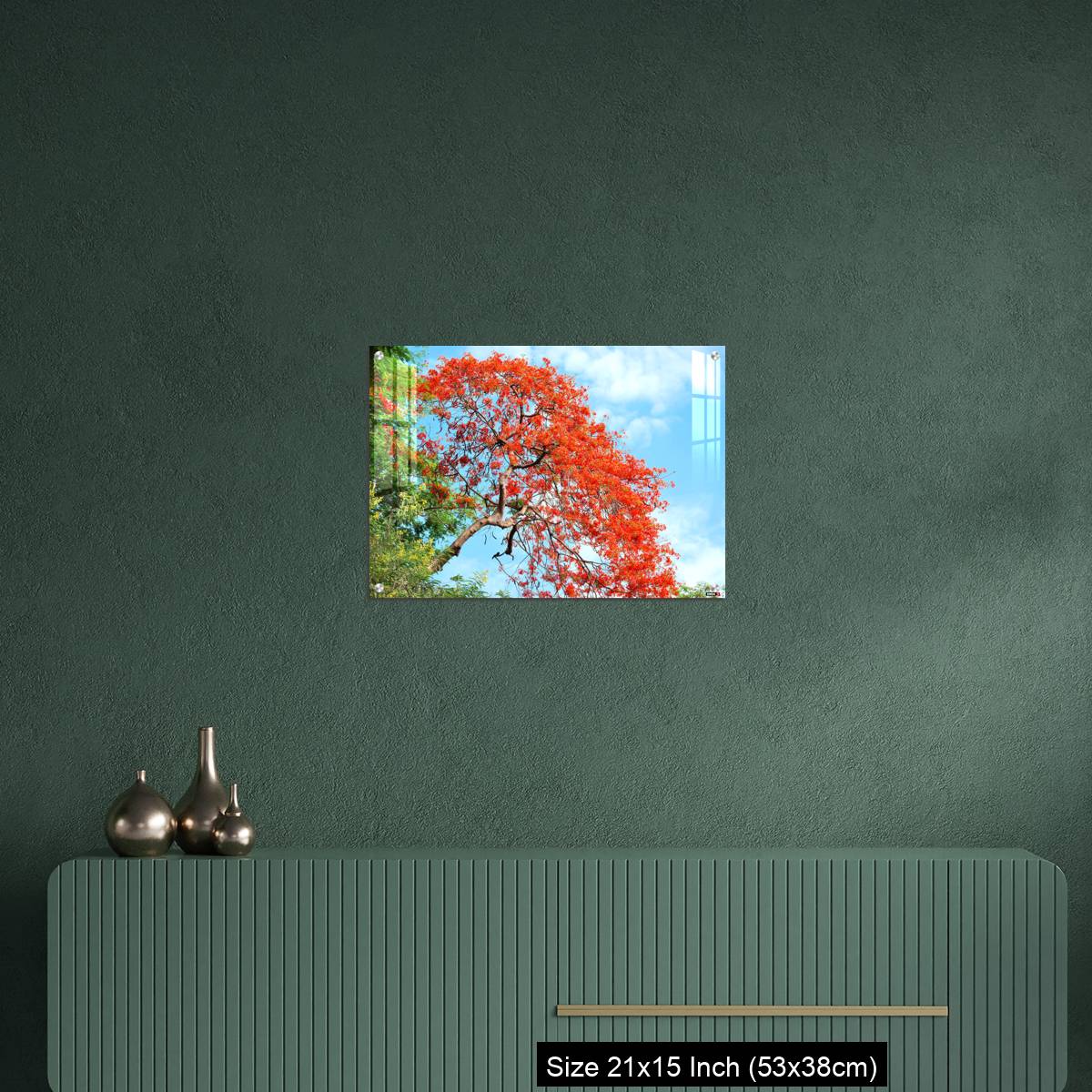 OMGs Acrylic Wall Decor – Gul Mohar tree in full bloom against a bright blue tropical sky in Mumbai, India. - Image 16
