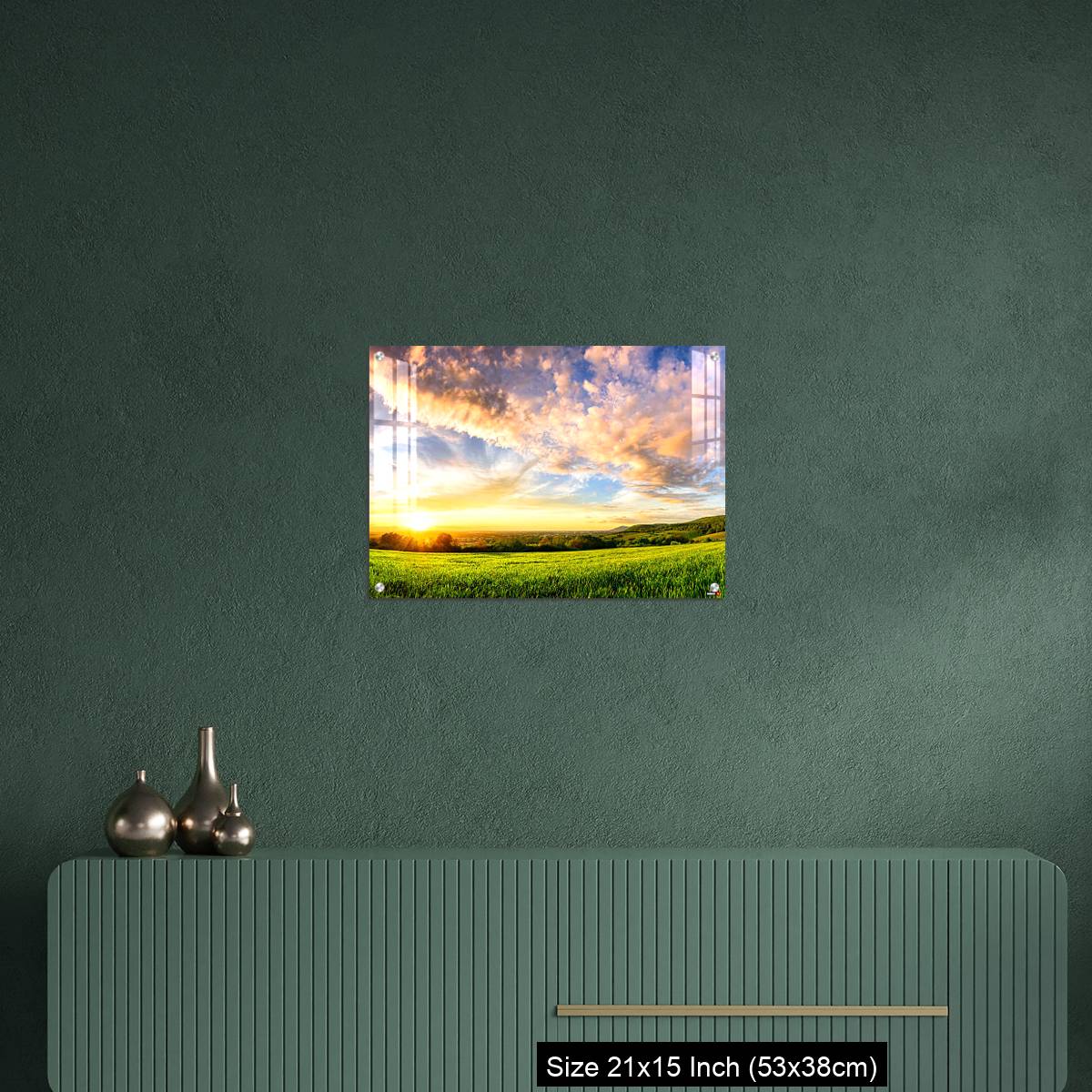 OMGs Acrylic Wall Decor – Panorama of colourful sunset on a green meadow - Image 16