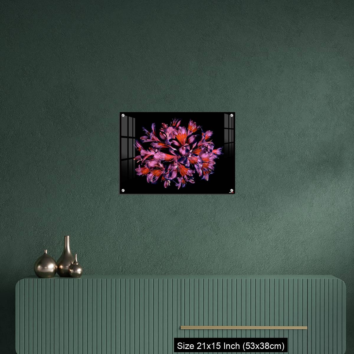 OMGs Acrylic Wall Decor – Vibrant coloured floral abstract design using Peruvian lilies with black background - Image 16