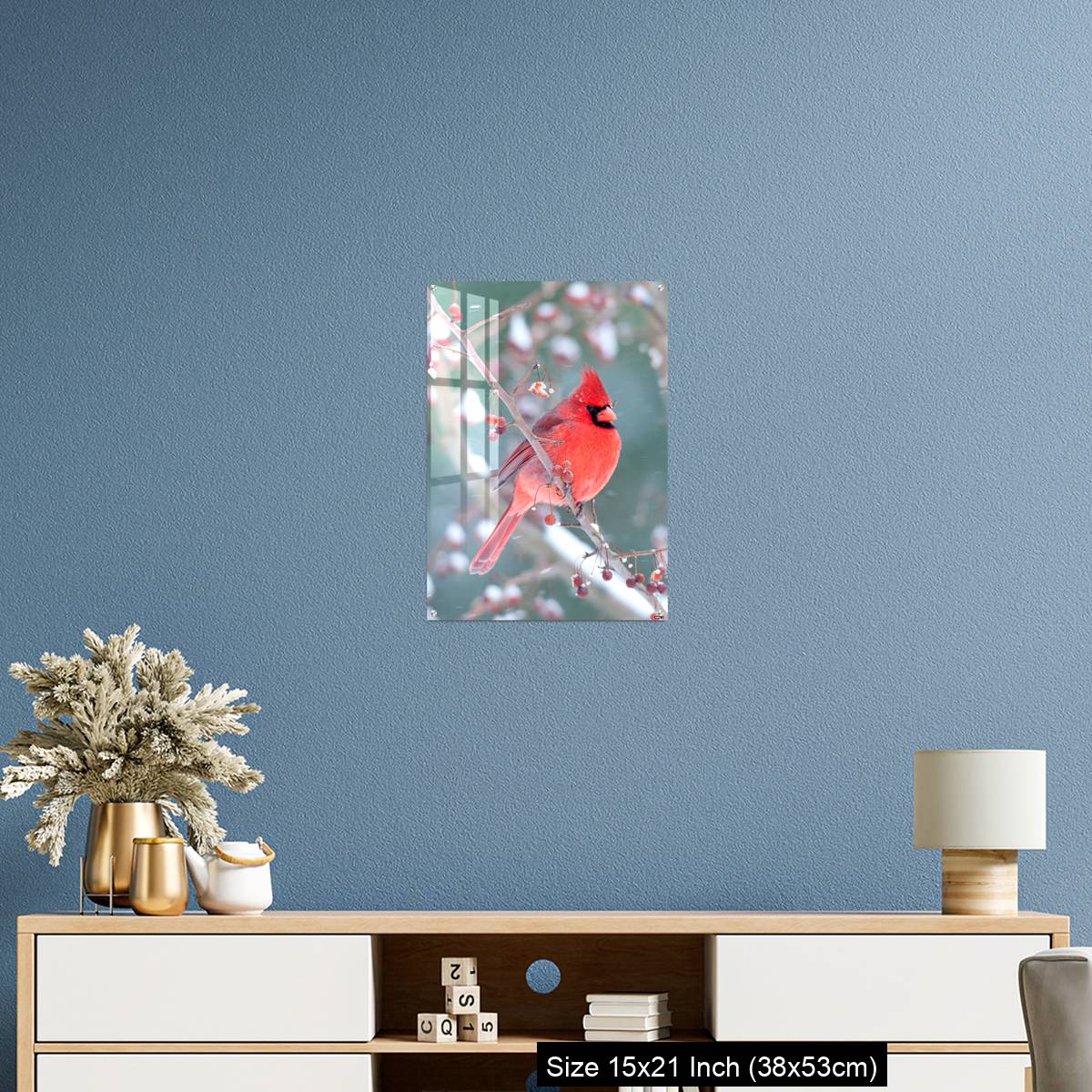 OMGs Acrylic Wall Decor – Northern Cardinal and light snow in winter - Image 17