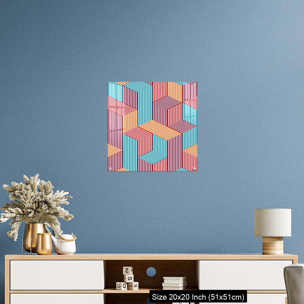 OMGs Acrylic Wall Decor – 3D dimensional lined cubes seamless pattern, geometric endless texture with lines and boxes - Image 17