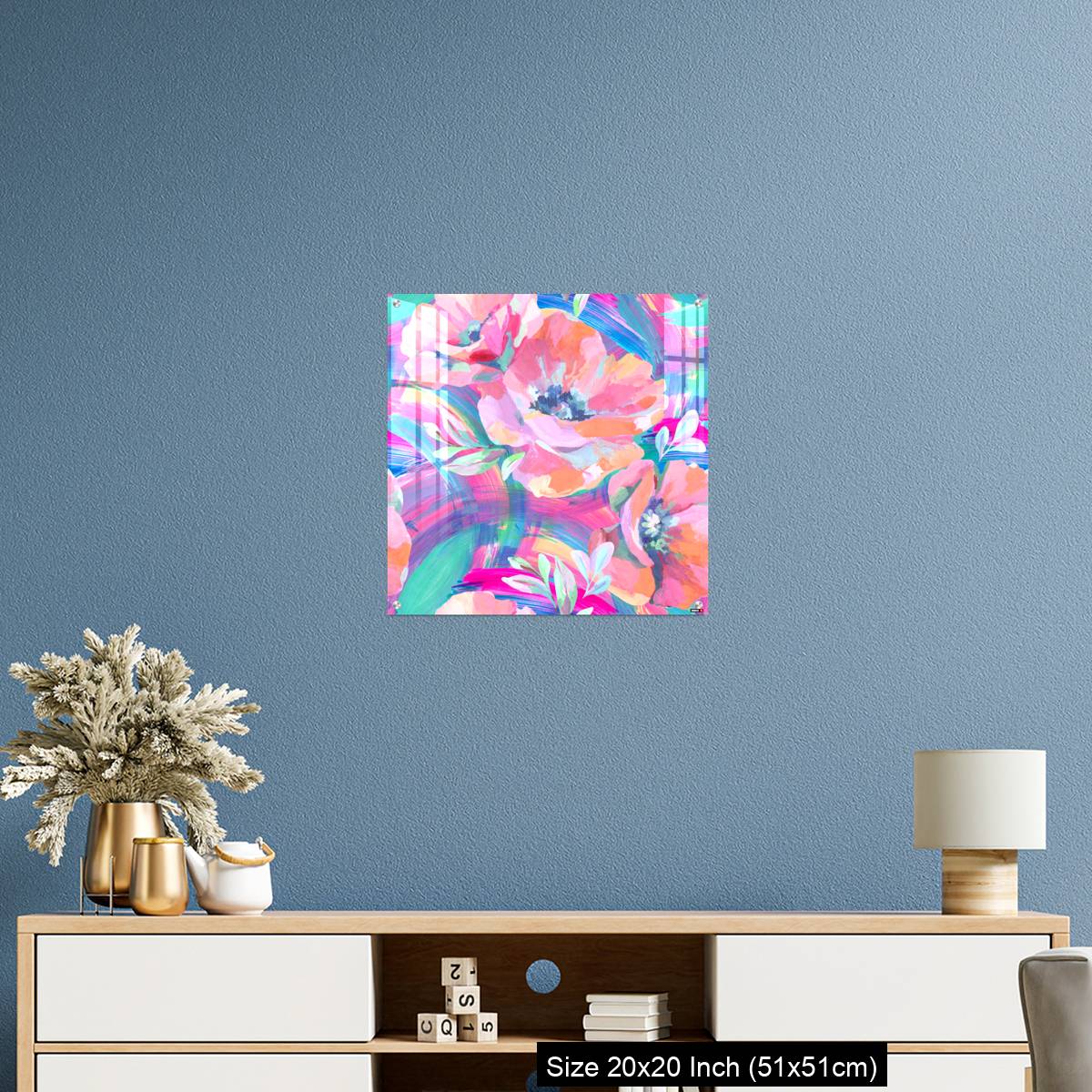 OMGs Acrylic Wall Decor – Acrylic flowers, leaves, paint smears seamless pattern. - Image 17