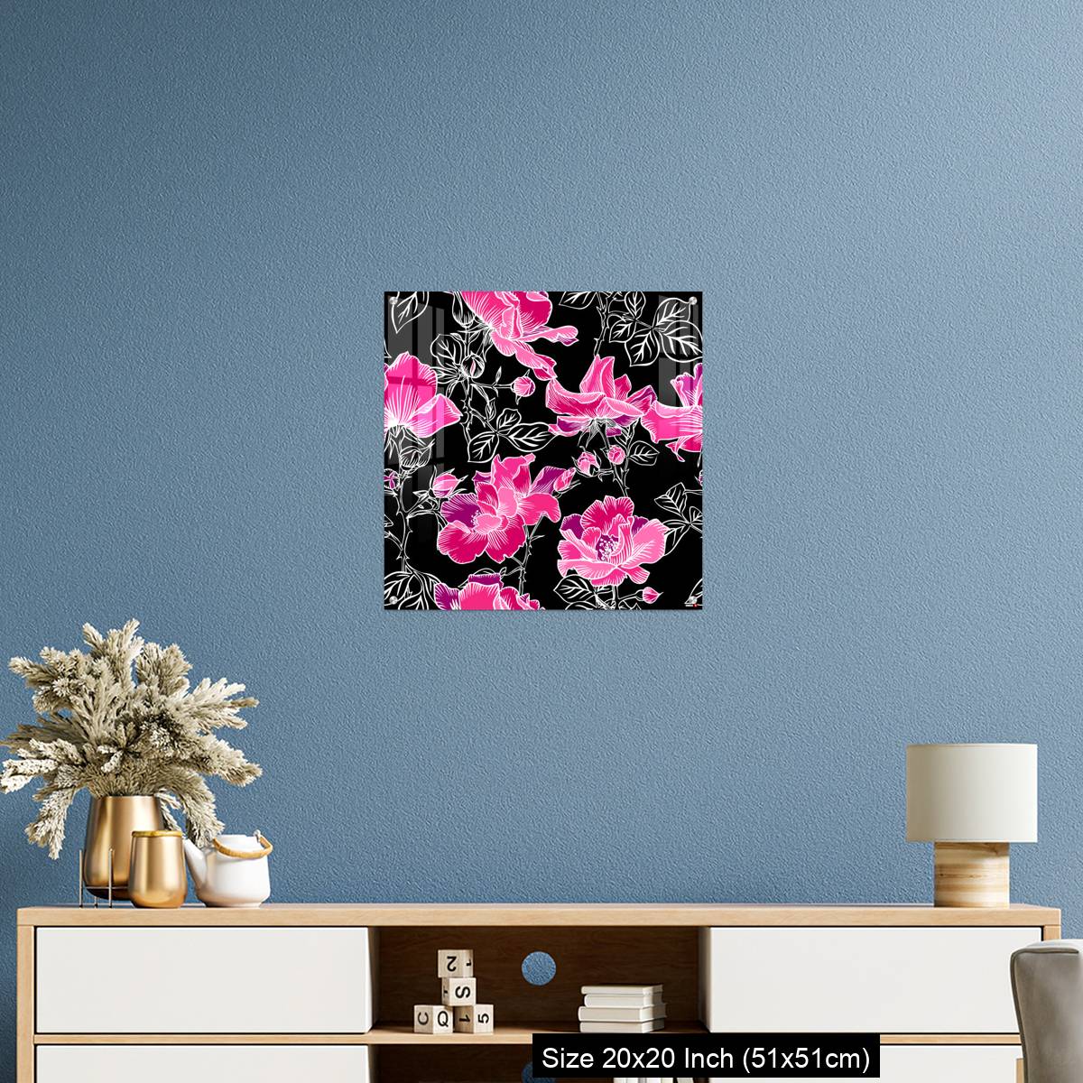 OMGs Acrylic Wall Decor – Seamless pattern with blossom red large roses petals buds and leaves. - Image 17