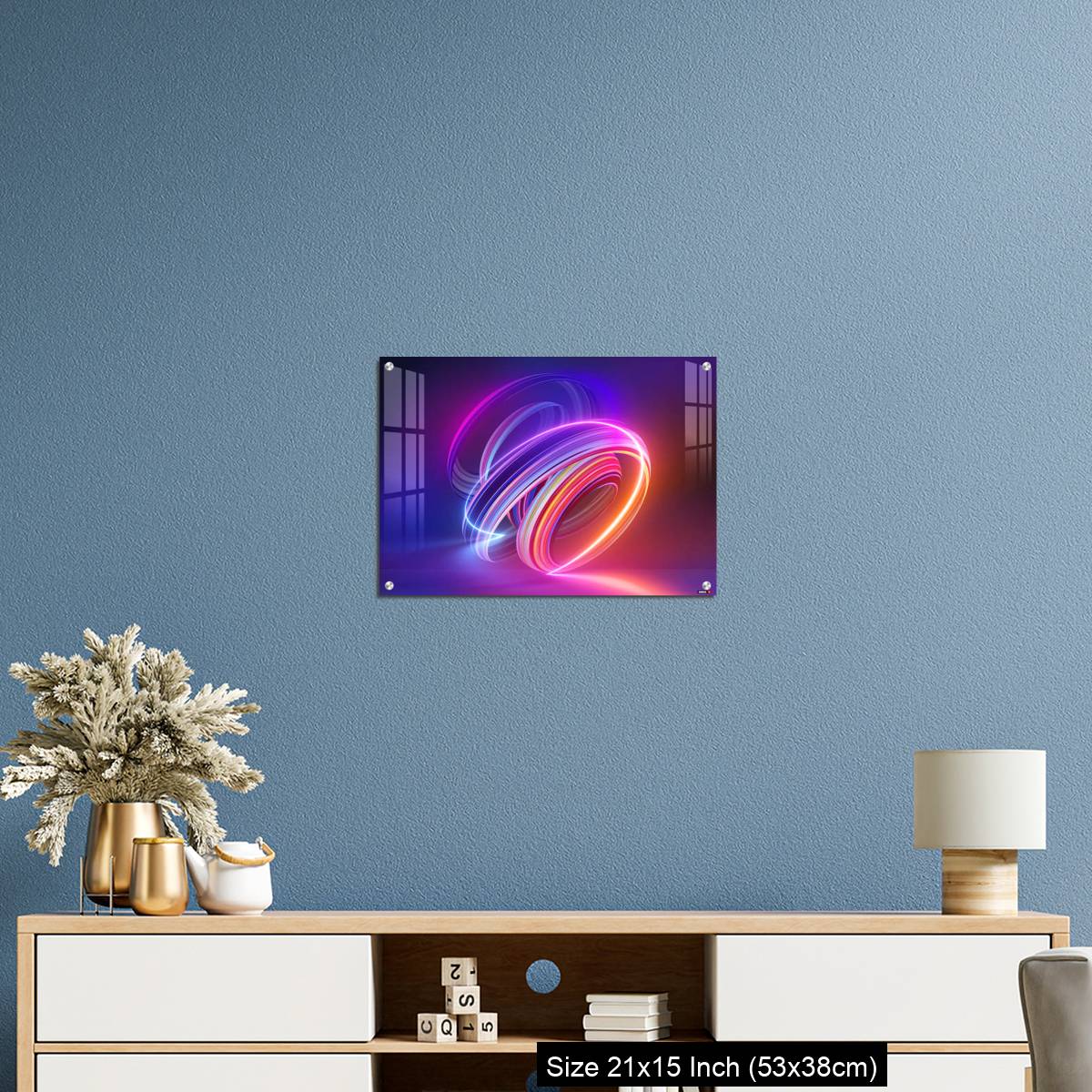 OMGs Acrylic Wall Decor – Colorful background with abstract shape glowing in ultraviolet spectrum, curvy neon lines - Image 17