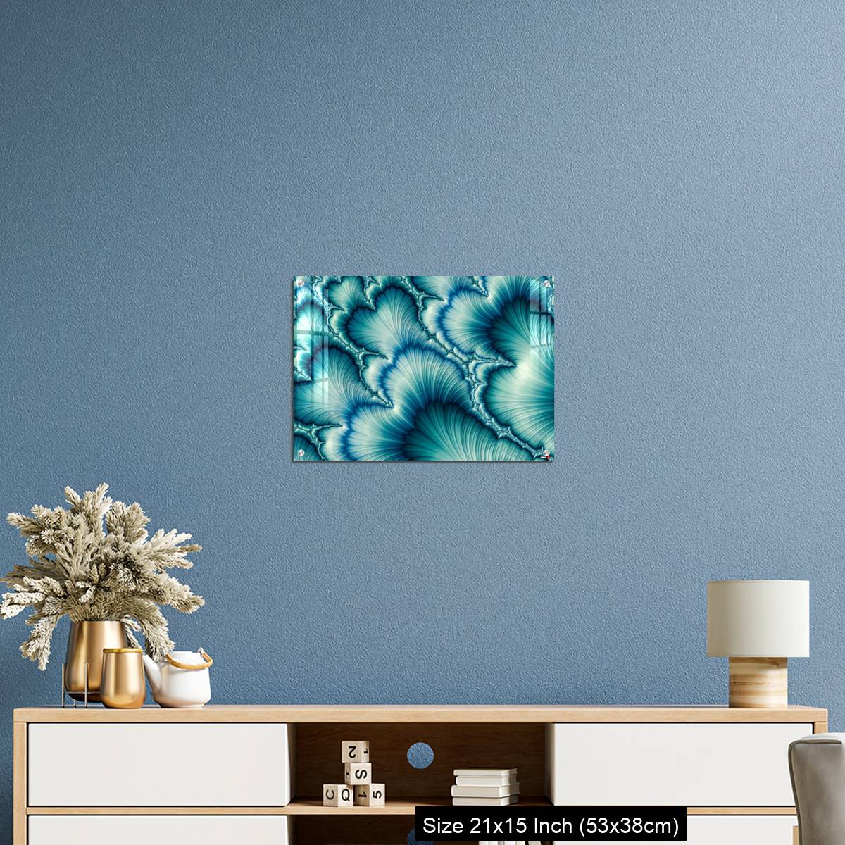 OMGs Acrylic Wall Decor – Aqua and Green psychedelic fractal background like floral petal - Image 17