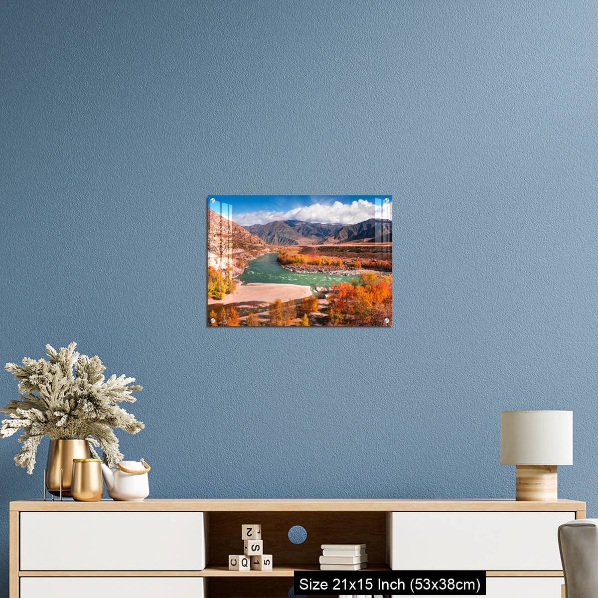 OMGs Acrylic Wall Decor – Autumn landscape of Katun river and mountains with yellow trees in Altai, Siberia, Russia. - Image 17