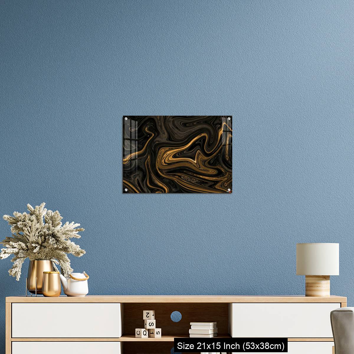 OMGs Acrylic Wall Decor – Black Golden Liquied Pattern Background With Design For Wall, Floor - Image 17