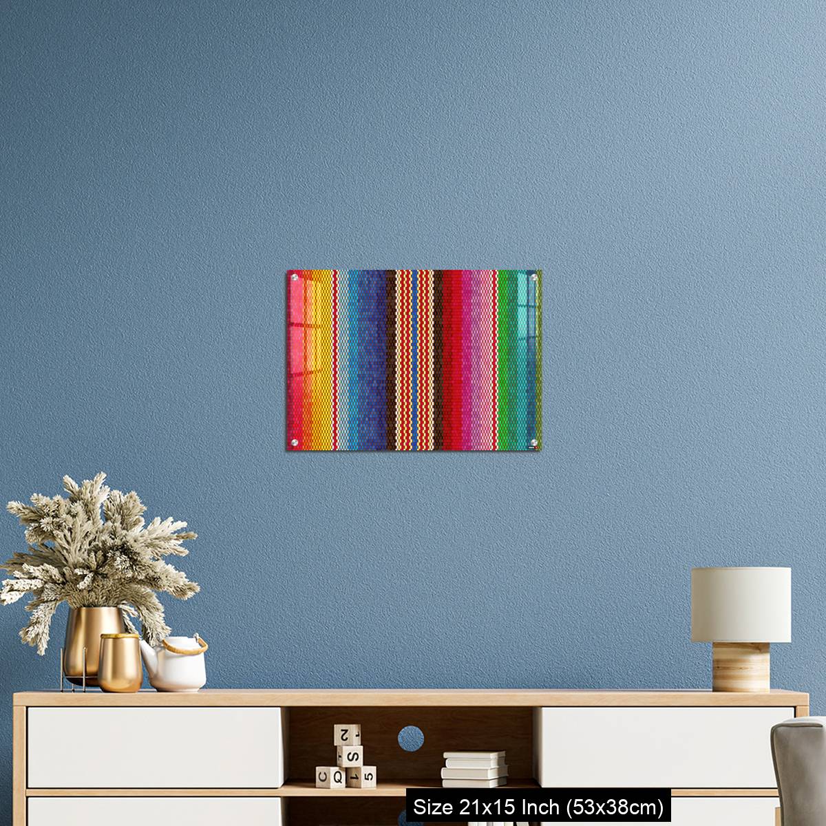 OMGs Acrylic Wall Decor – Background for Cinco de Mayo party decor or ethnic mexican fabric pattern with colorful stripes. - Image 17
