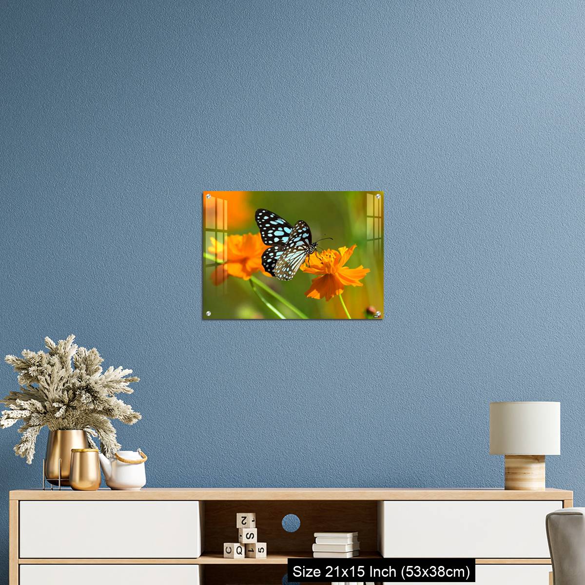 OMGs Acrylic Wall Decor – Blue tiger butterfly or Tirumala limniace on an orange flower - Image 17