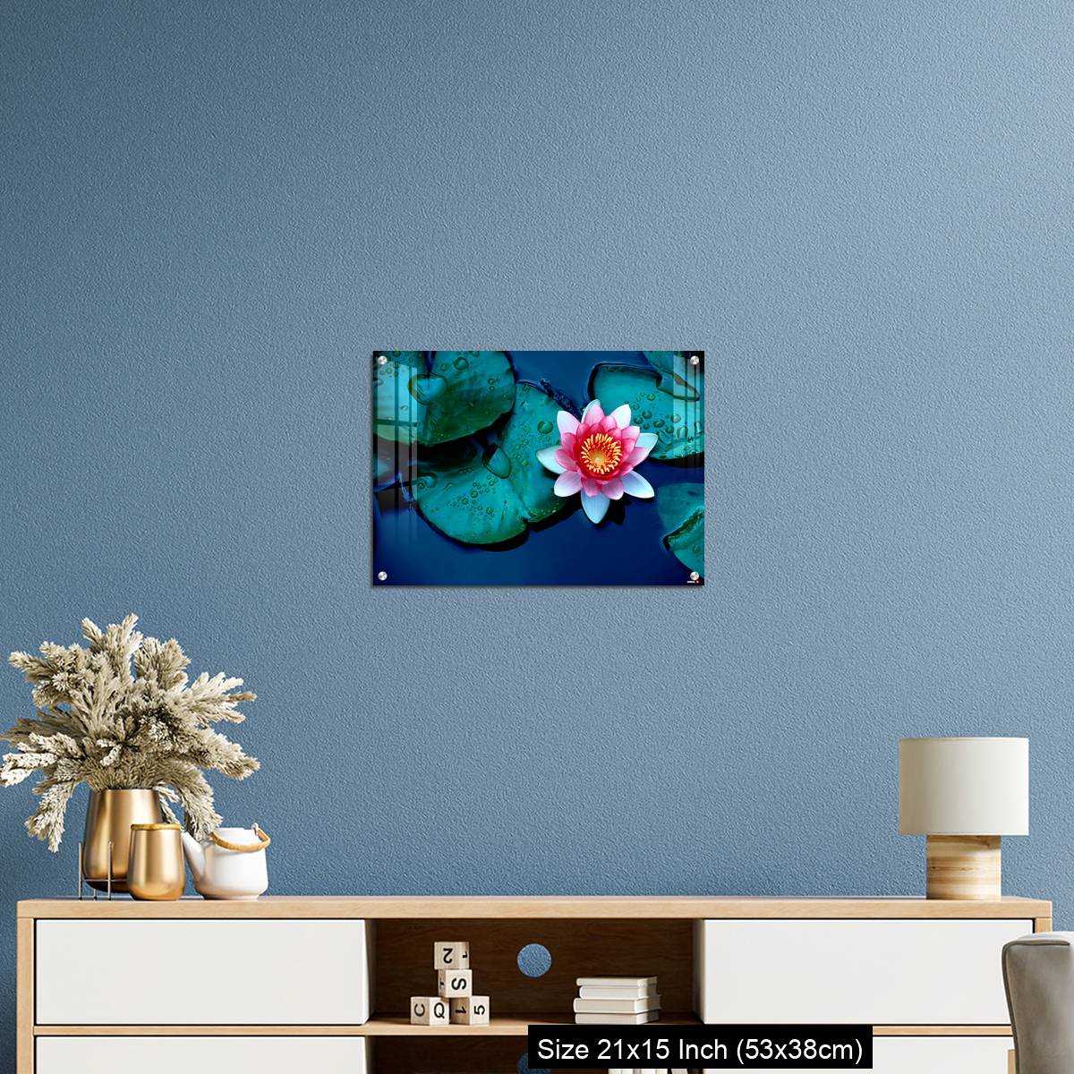 OMGs Acrylic Wall Decor – Brightly colored water lily floating on a stil pond - Image 17