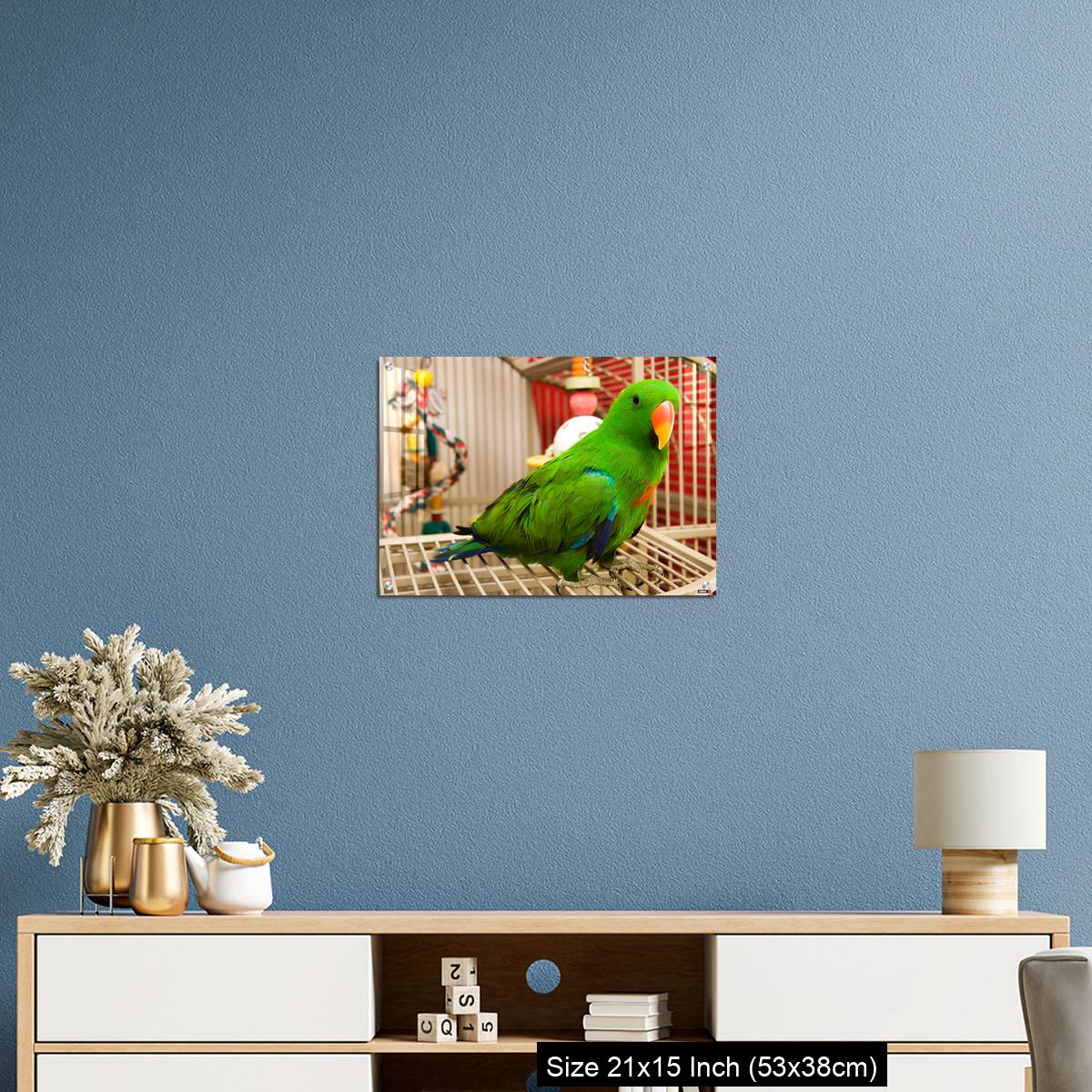 OMGs Acrylic Wall Decor – Green parrot perched on the open door of its cage - Image 17
